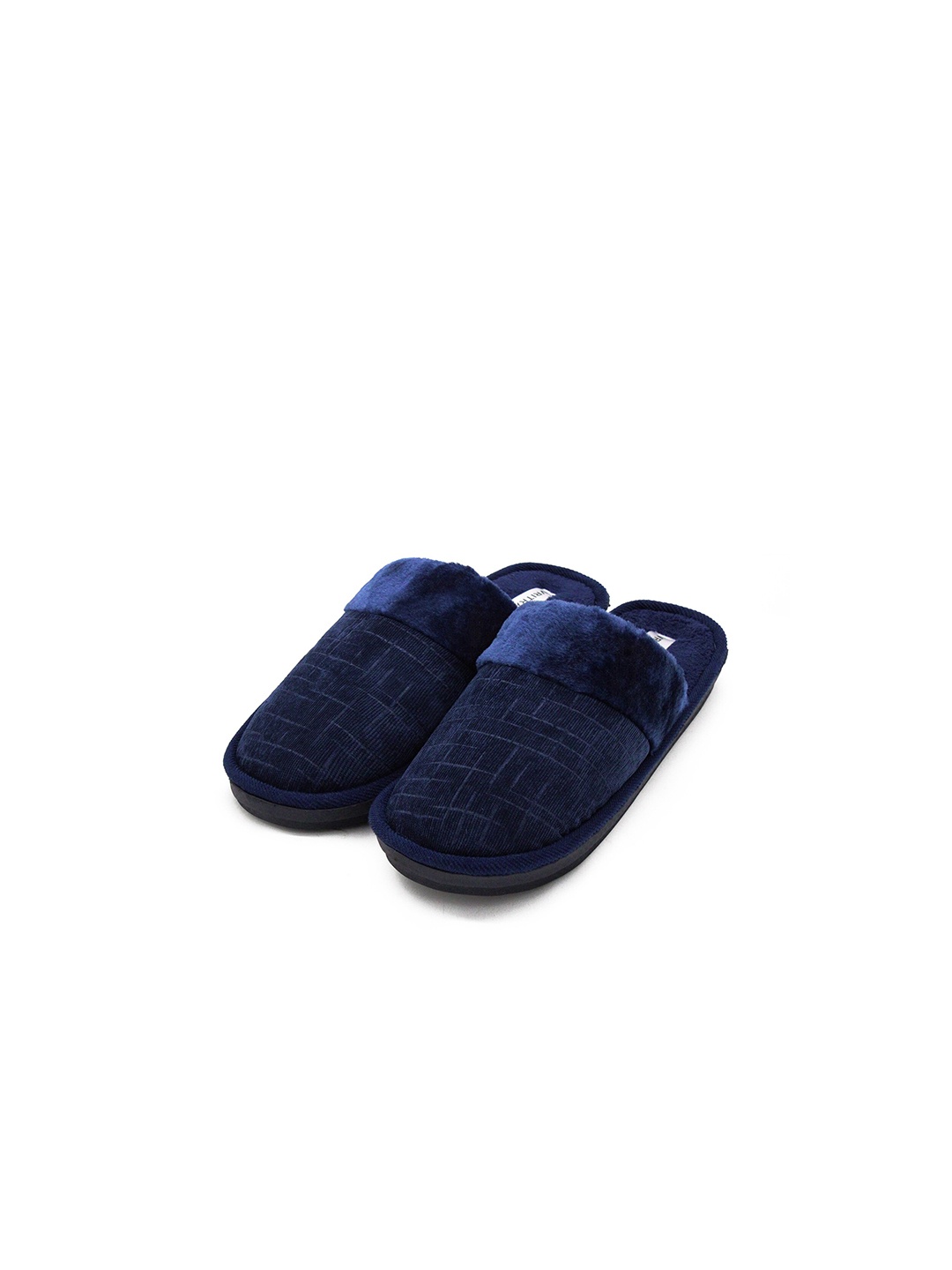 

JENNA Men Comfort Closed Toe Fur Room Slippers, Blue