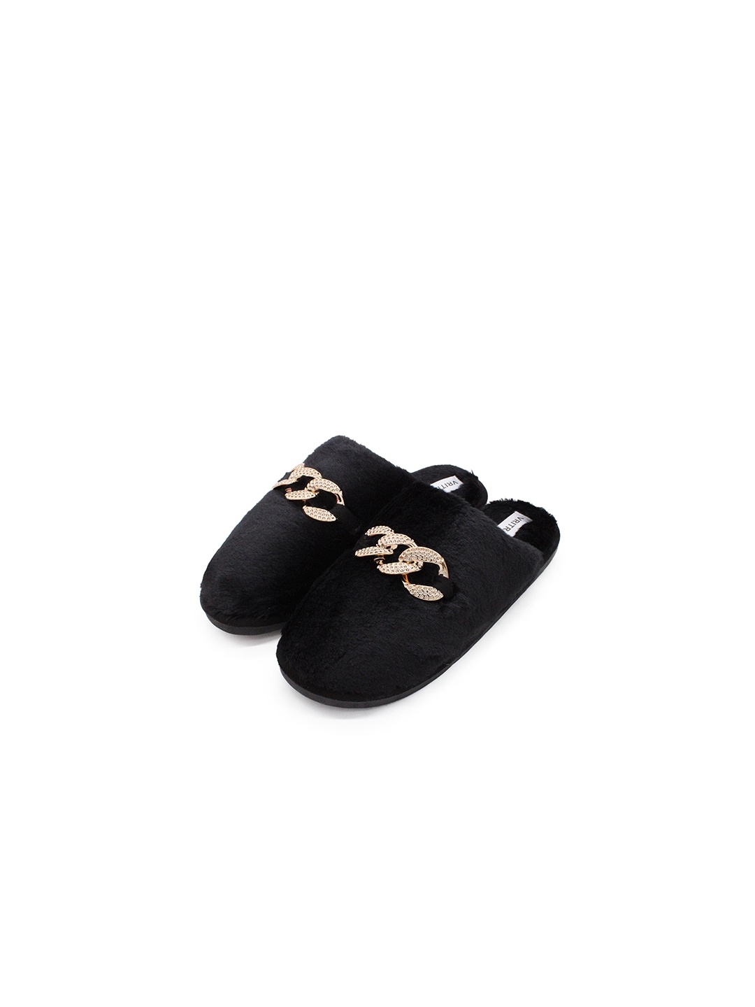 

JENNA Women Comfort Closed Toe Fur Room Slippers, Black