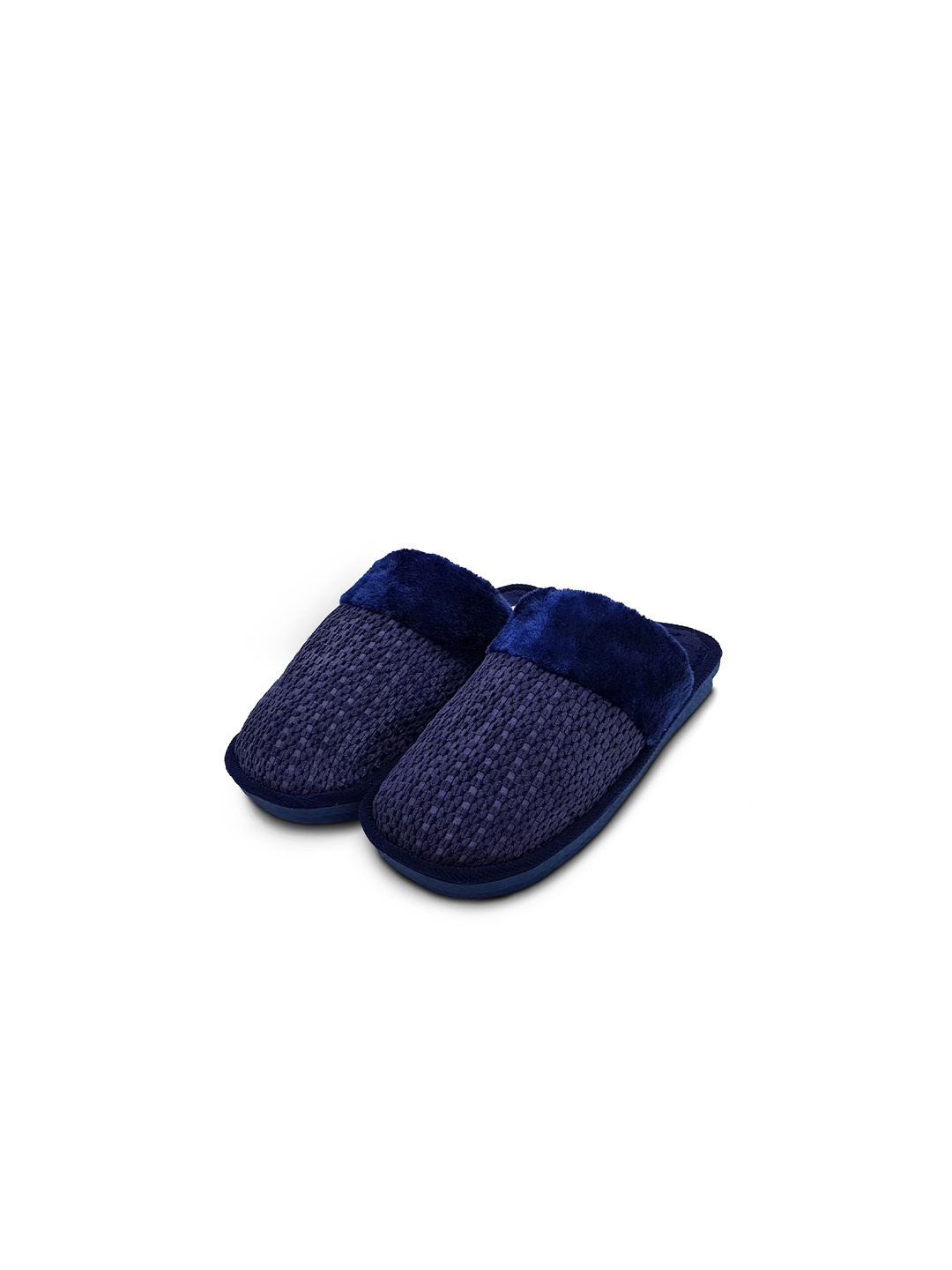 

JENNA Women Comfort Closed Toe Fur Room Slippers, Blue