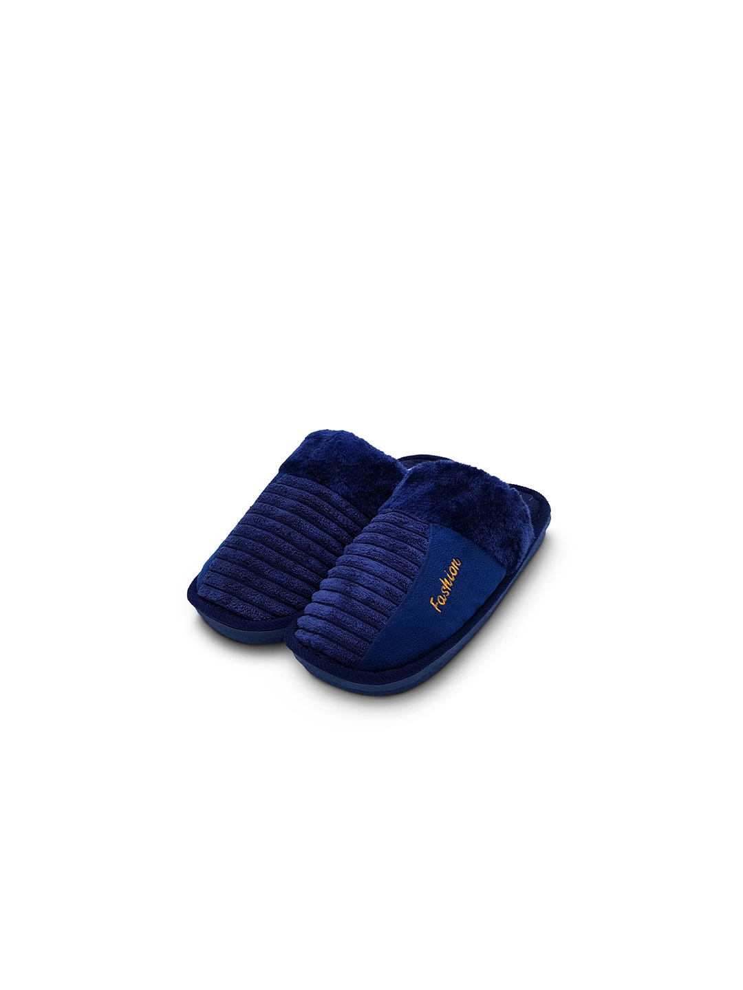 

JENNA Men Comfort Closed Toe Fur Room Slippers, Blue
