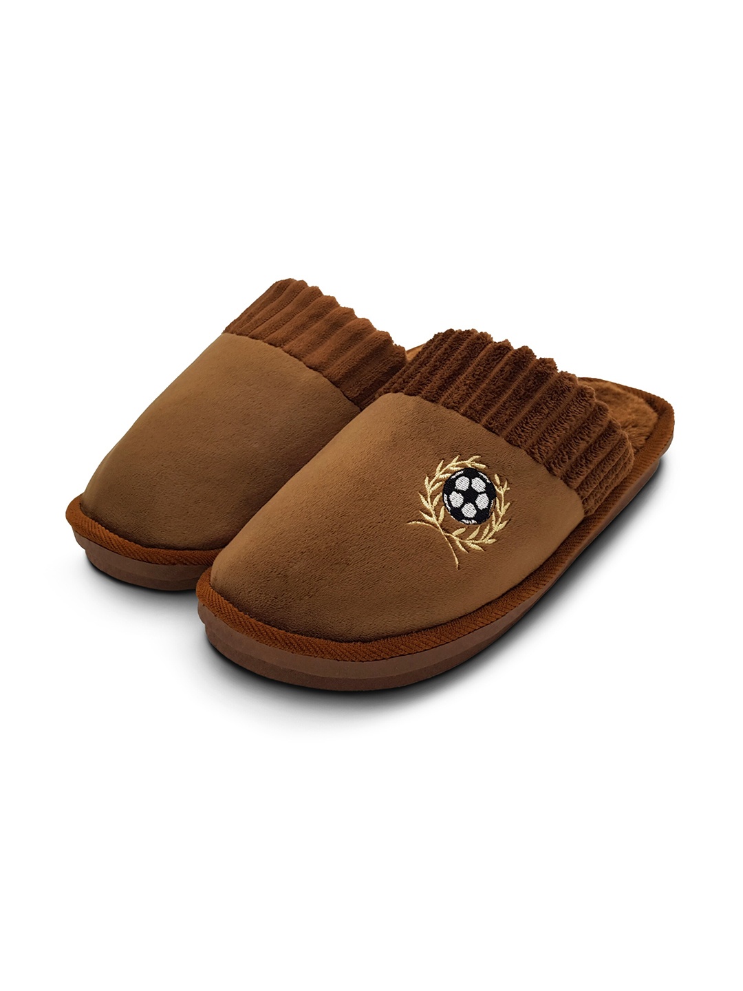 

JENNA Kids Comfort Closed Toe Fur Room Slippers, Brown