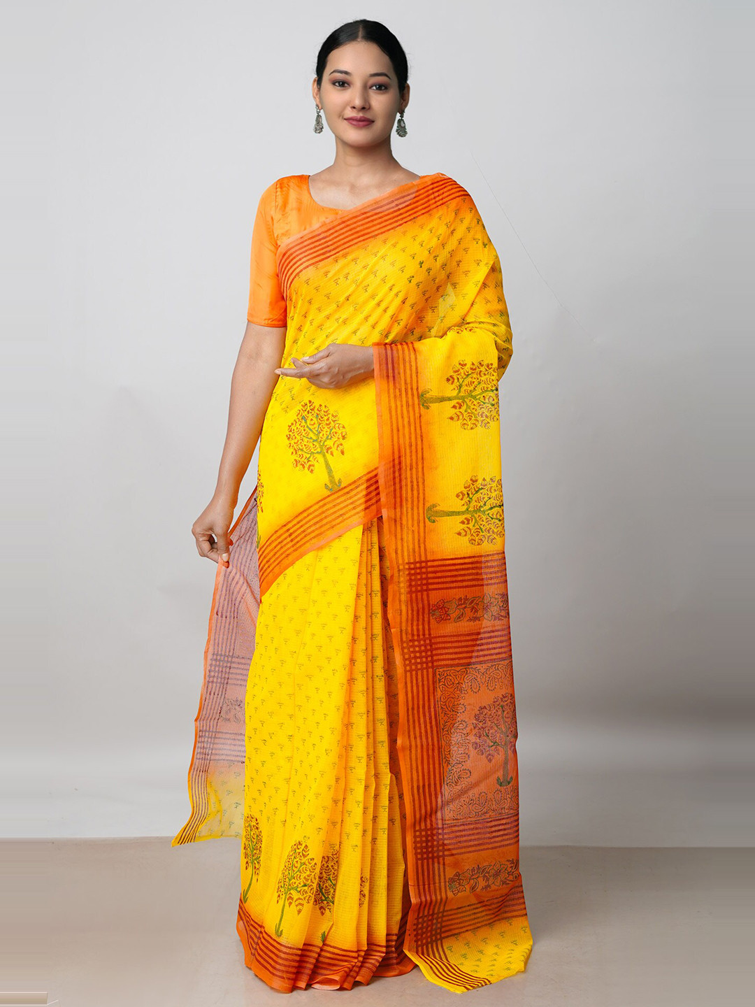 

Unnati Silks Ethnic Motifs Pure Cotton Handloom Kota Saree, Yellow