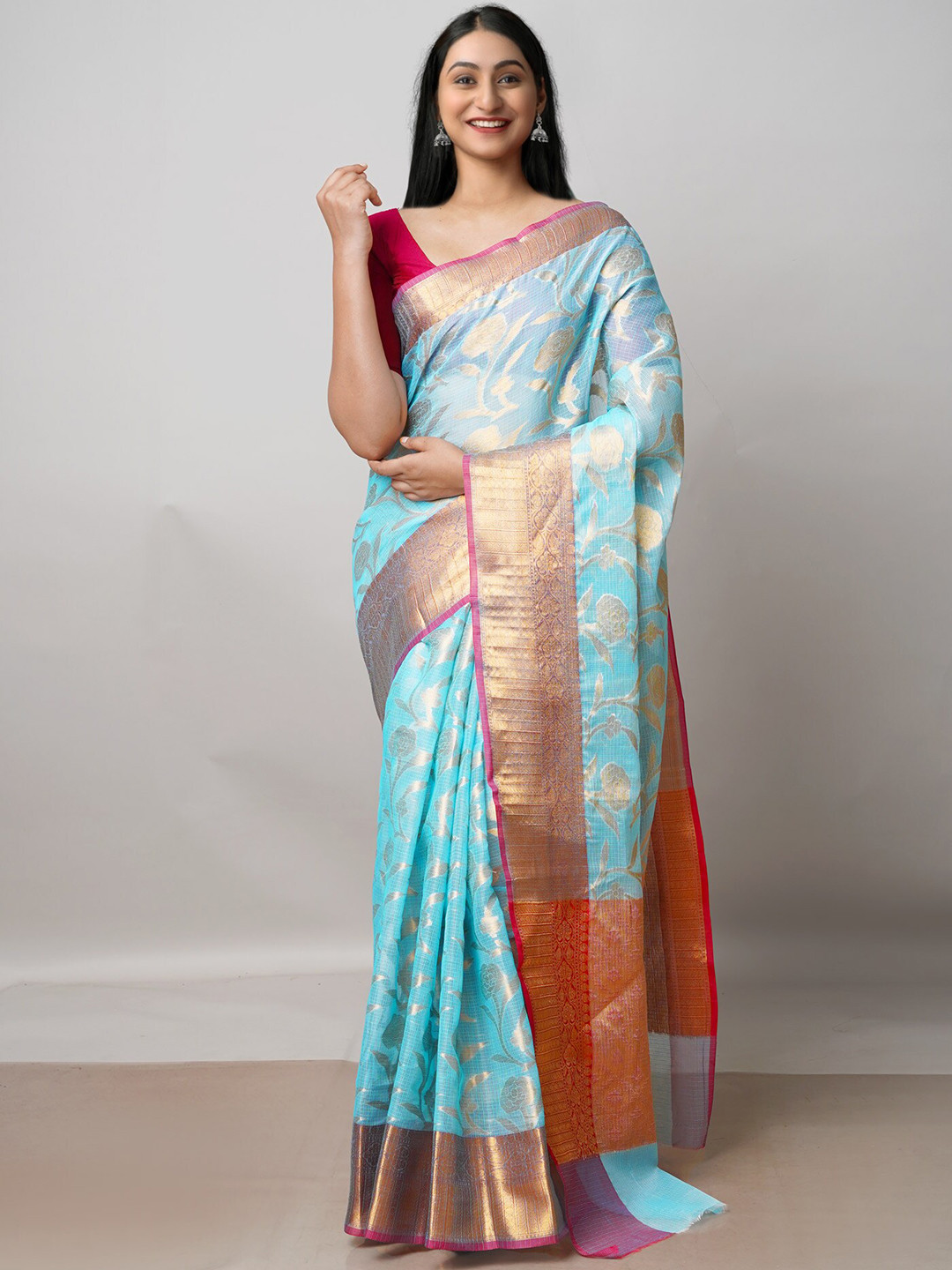 

Unnati Silks Woven Design Pure Cotton Handloom Kota Saree, Blue