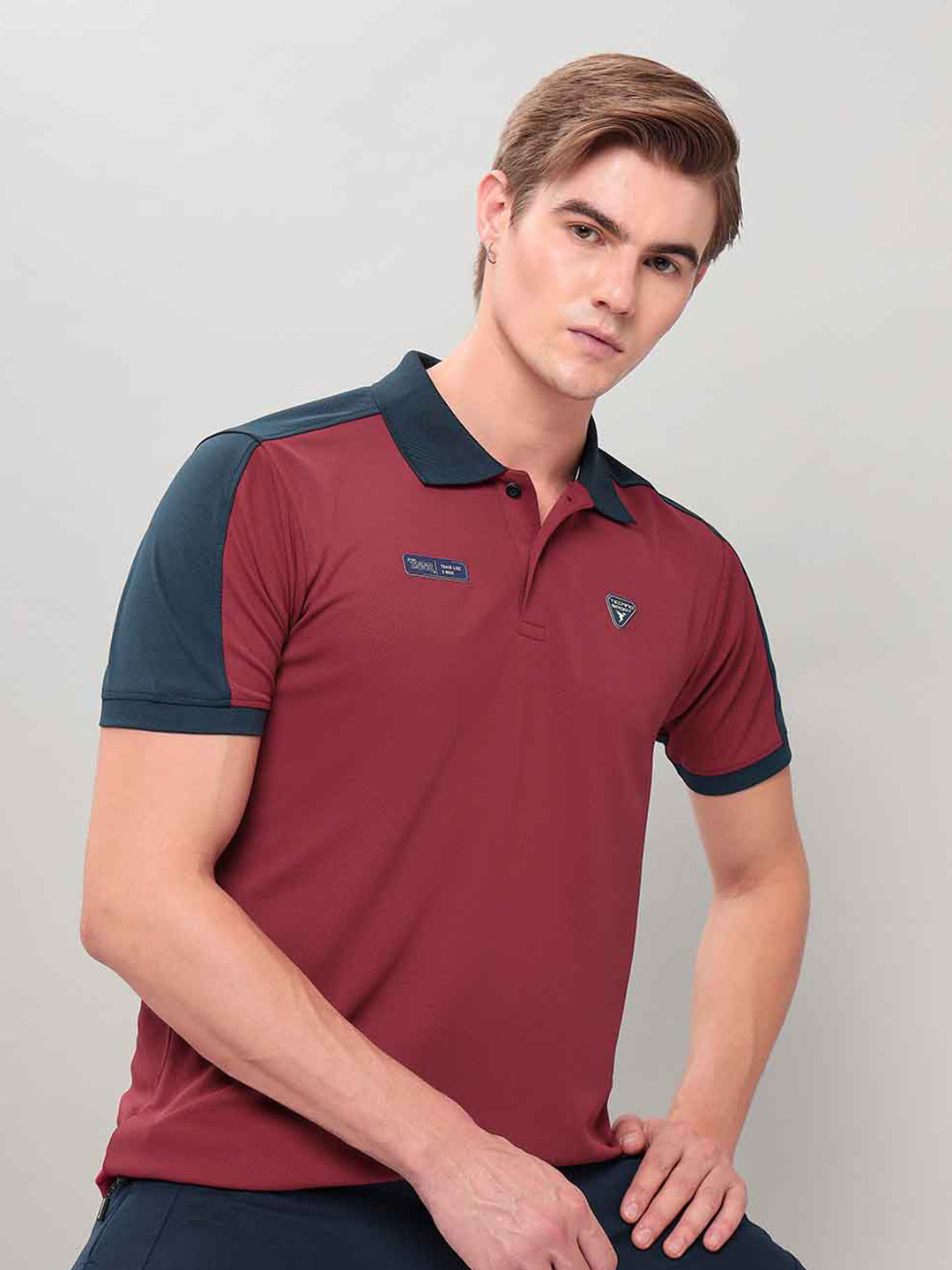 

Technosport Polo Collar Antimicrobial Slim Fit T-shirt, Red