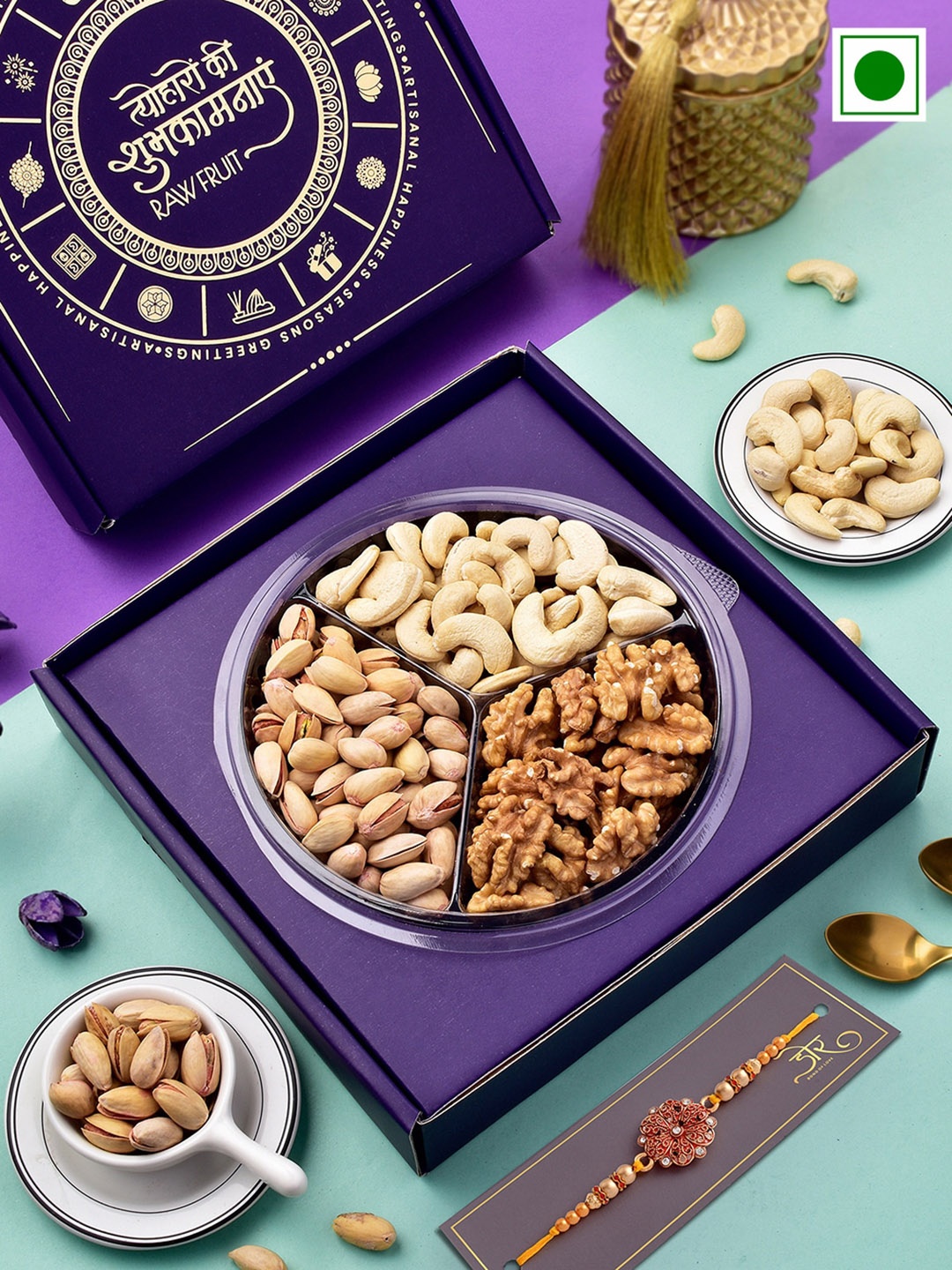 

RawFruit Dryfruits Box With Rakhi - 300g, Purple