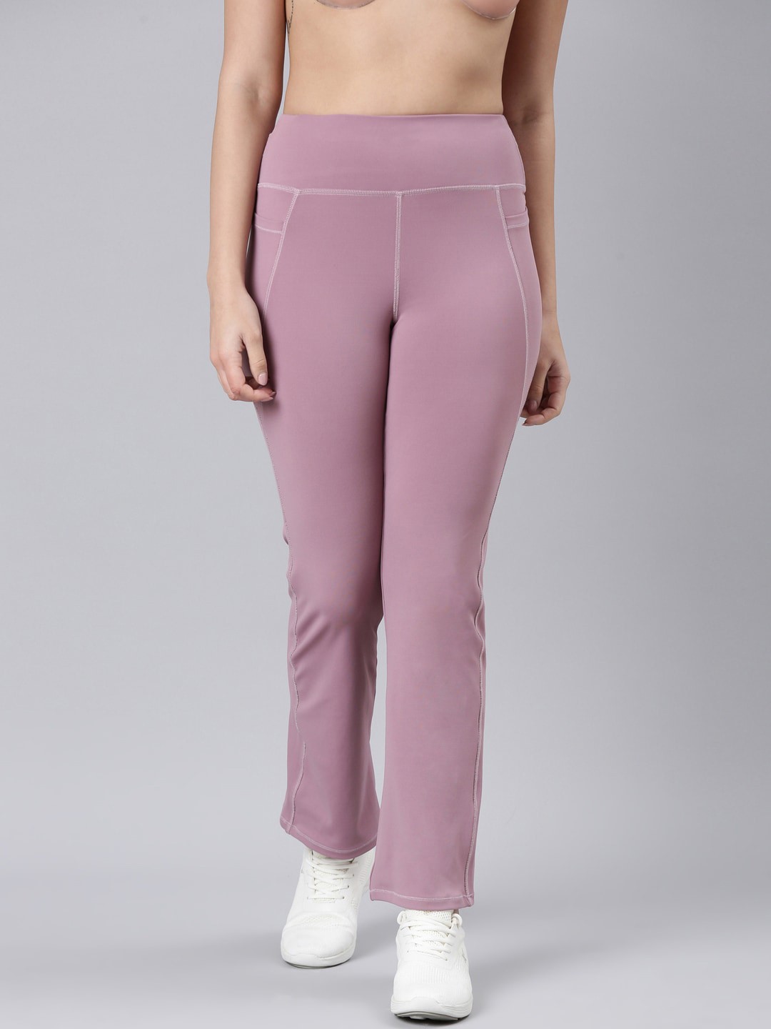 

Enamor Women Antimicrobial Bootcut High-Rise Track Pants, Pink