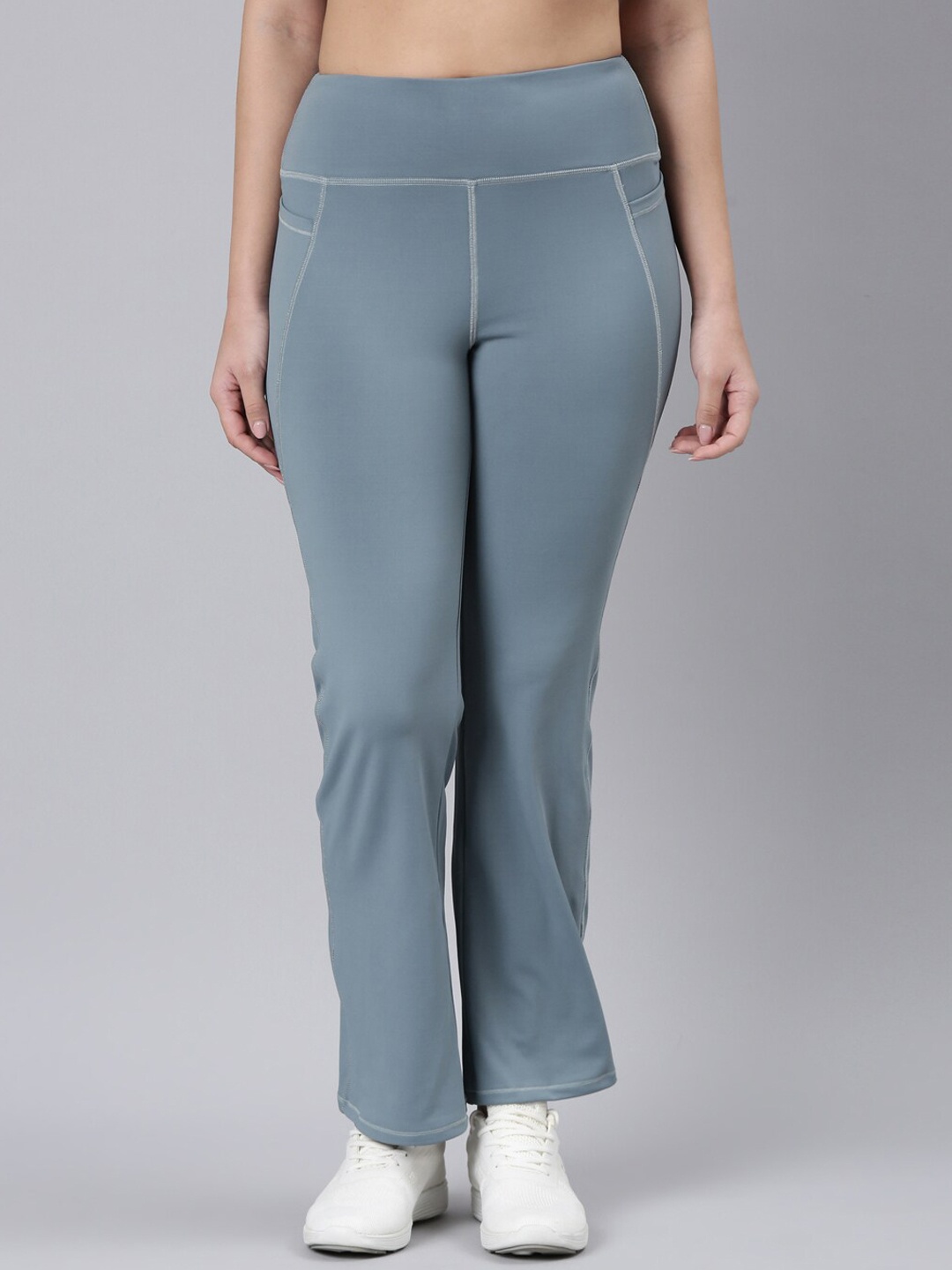 

Enamor Women Antimicrobial Bootcut High-Rise Track Pants, Blue