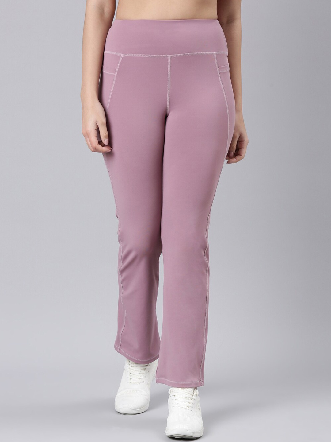 

Enamor Women Antimicrobial Bootcut High-Rise Track Pants, Pink