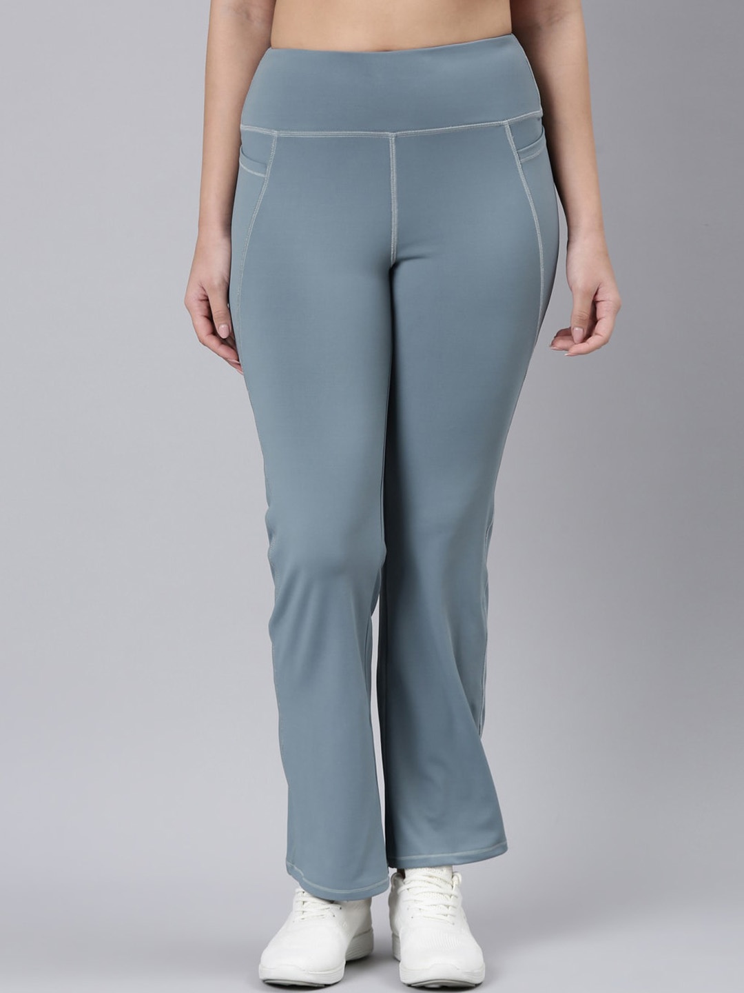 

Enamor Women Antimicrobial Bootcut High-Rise Track Pants, Blue