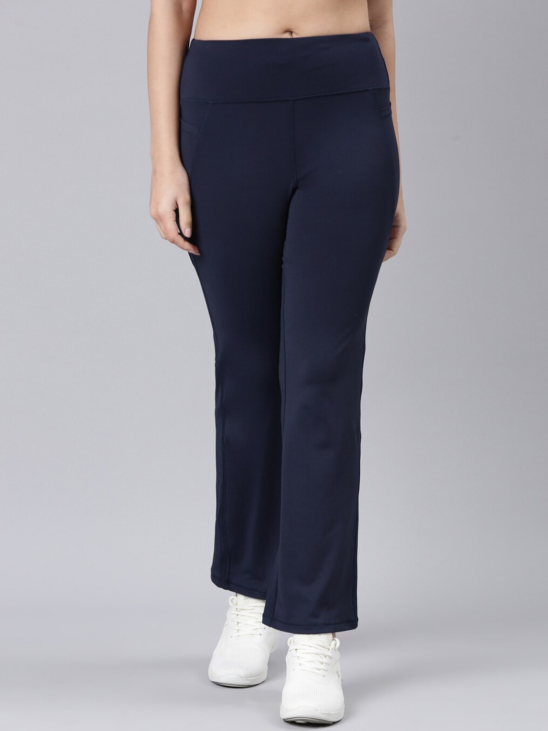 

Enamor Women Antimicrobial Bootcut High-Rise Track Pants, Navy blue