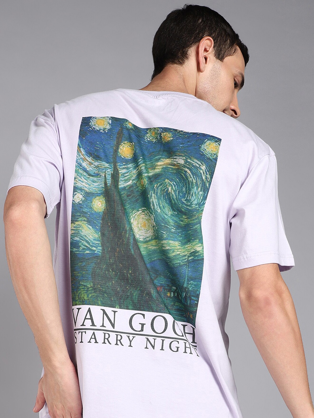

Mast & Harbour Lavender Loose Fit Graphic Printed Round Neck Pure Cotton Casual T-shirt