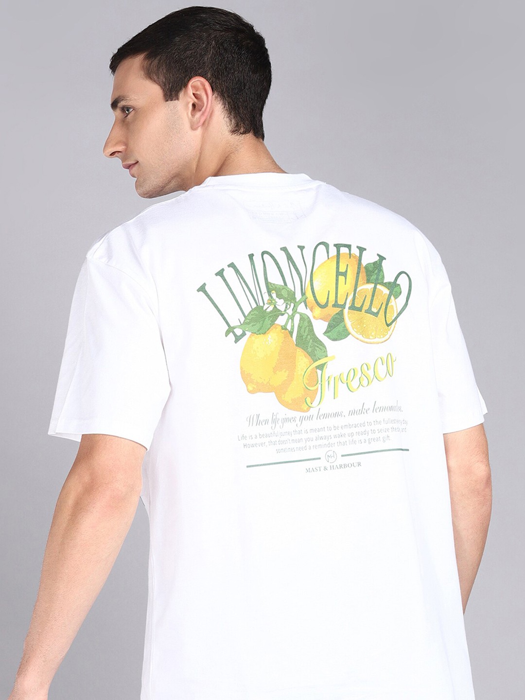 

Mast & Harbour White & Green Typographic Printed Oversized Pure Cotton T-shirt