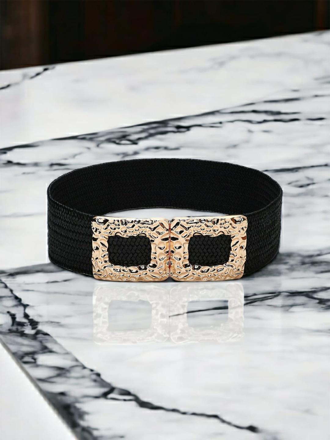 

CRUSSET Women Textured Stretchable Belt, Black