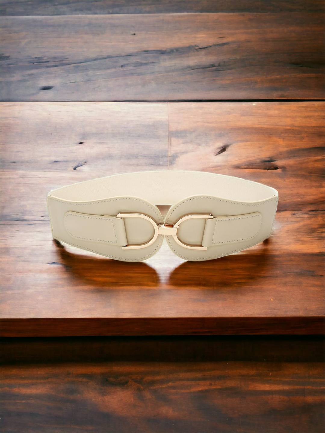 

CRUSSET Women Stretchable Interlock Belt, Cream