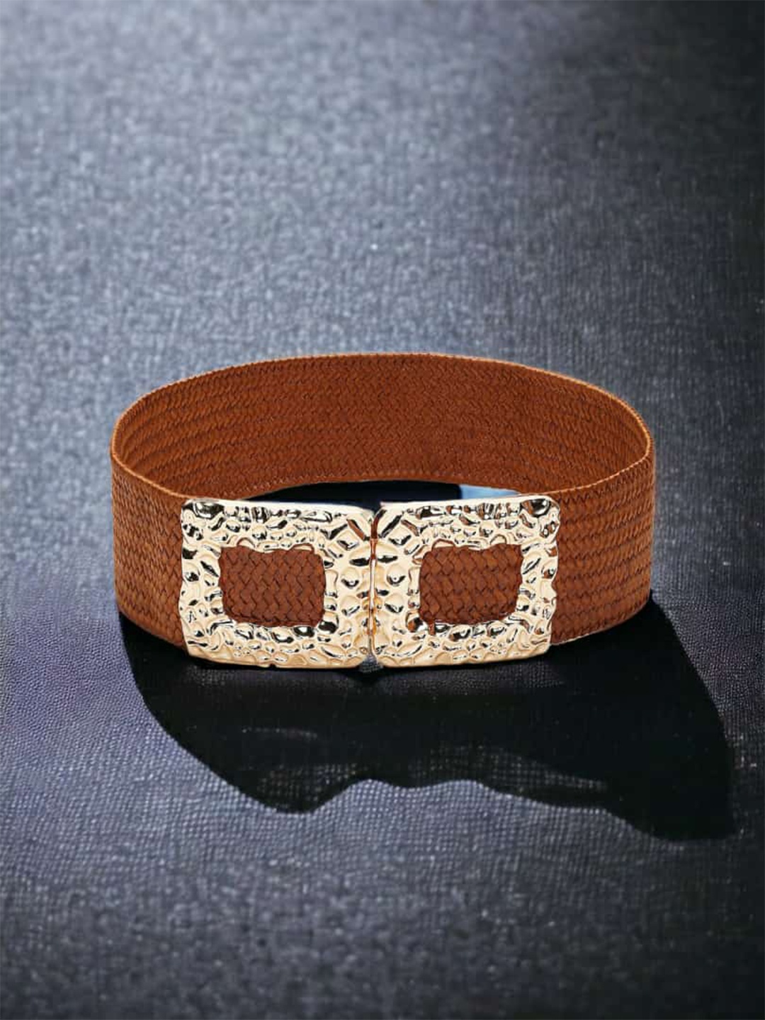 

CRUSSET Women Textured Stretchable Belt, Brown