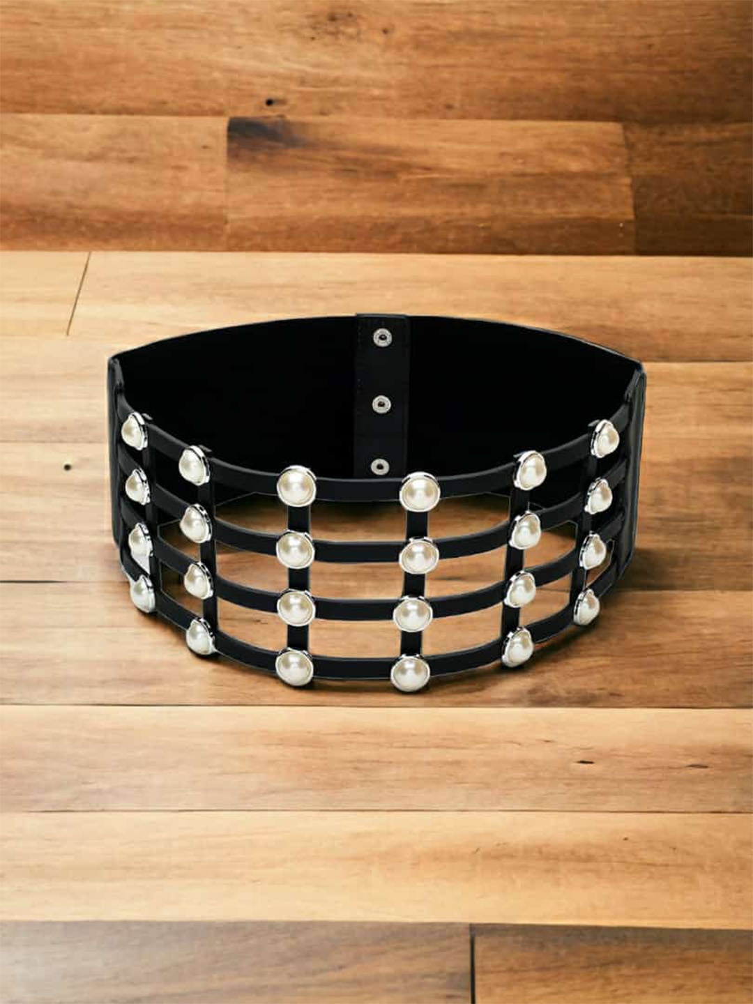 

CRUSSET Women Embellished Stretchable Belt, Black