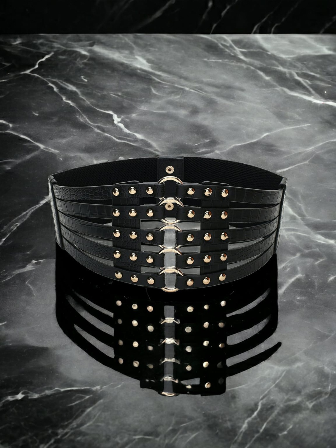 CRUSSET Women Embellished Stretchable Belt, Black