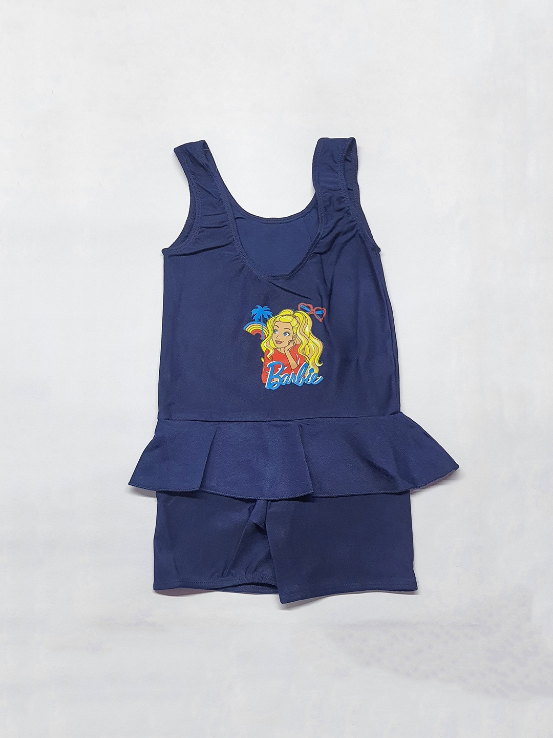 

Apraa & Parma Girls Printed Swimming Dress With Attached Shorts, Navy blue