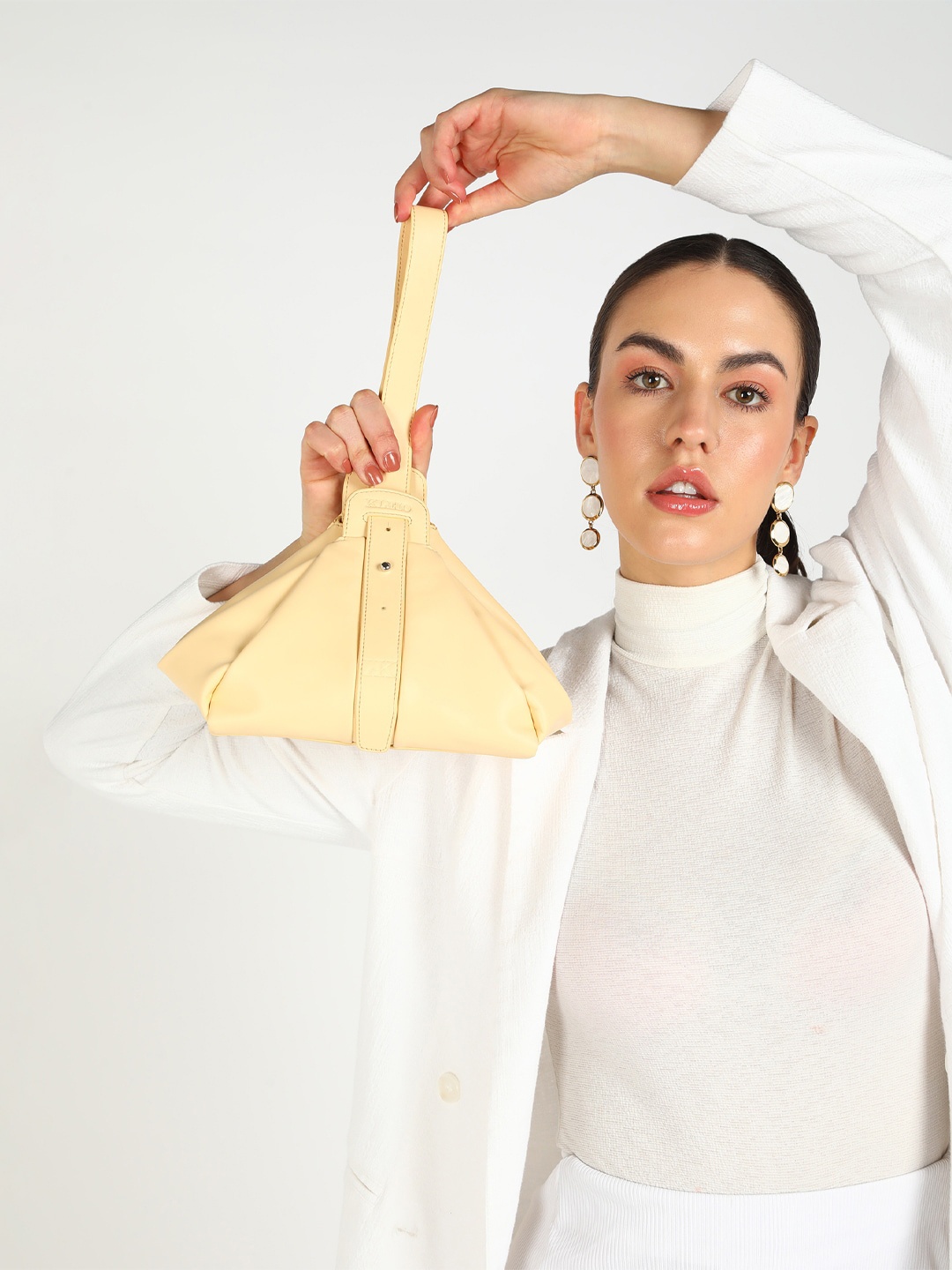 

KLEIO PU Structured Shoulder Bag, Cream