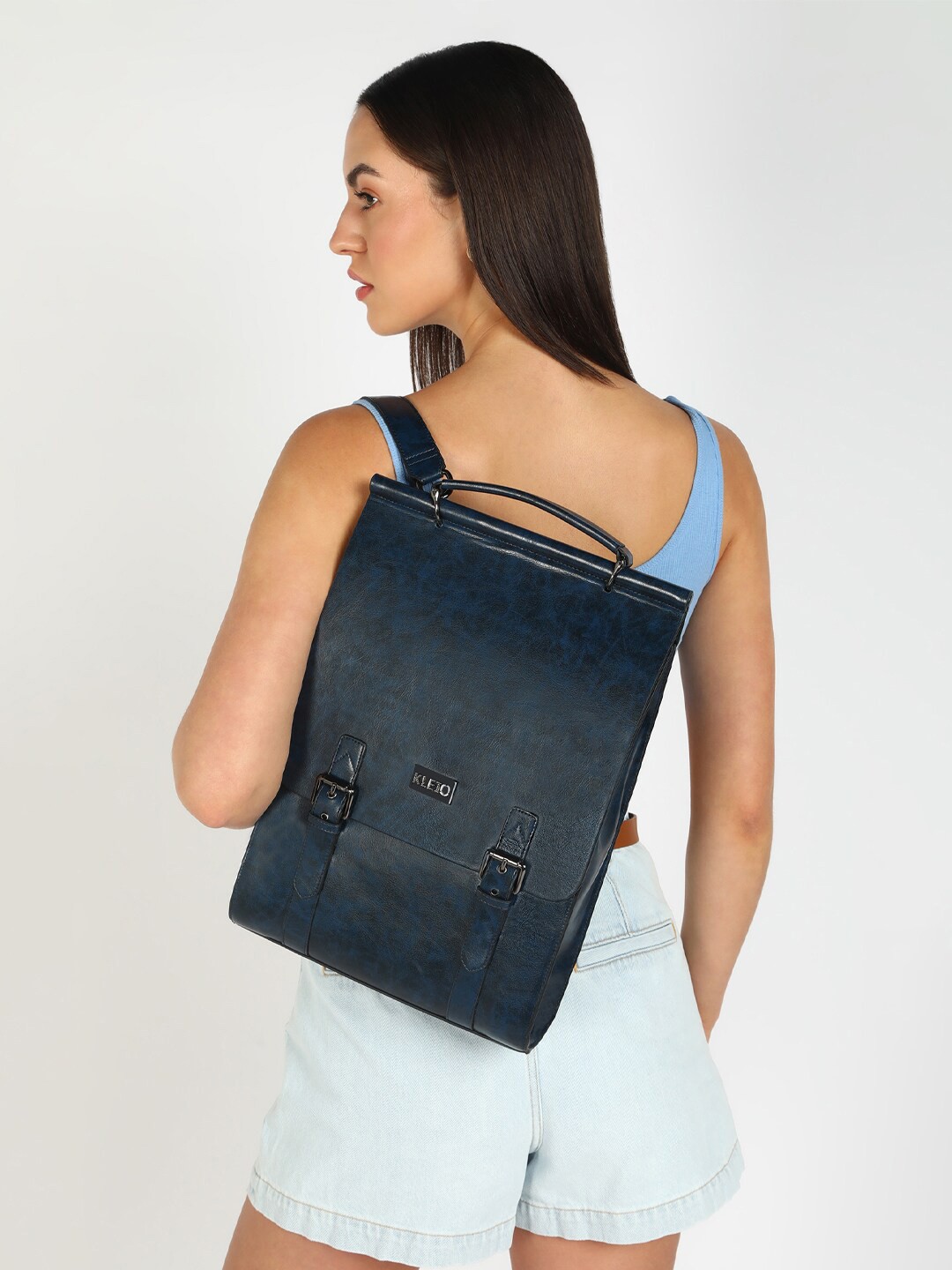 

KLEIO Unisex Textured Backpack WIth 14" Laptop Compartment, Navy blue
