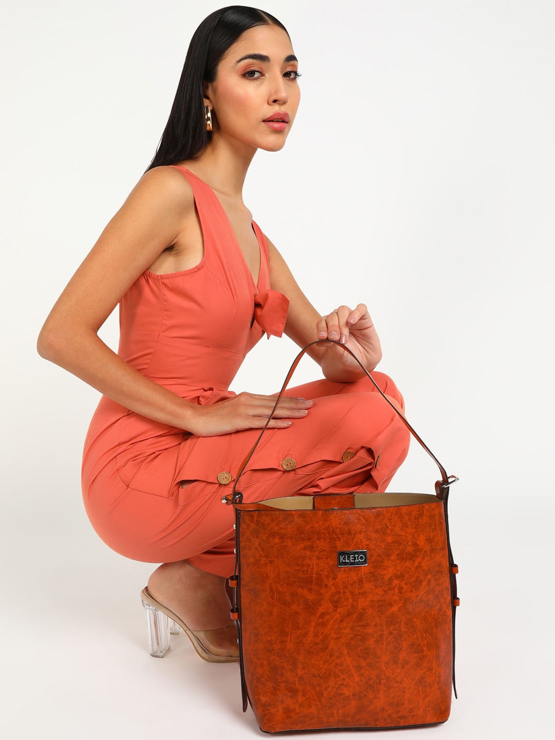 

KLEIO PU Structured Handheld Bag, Orange