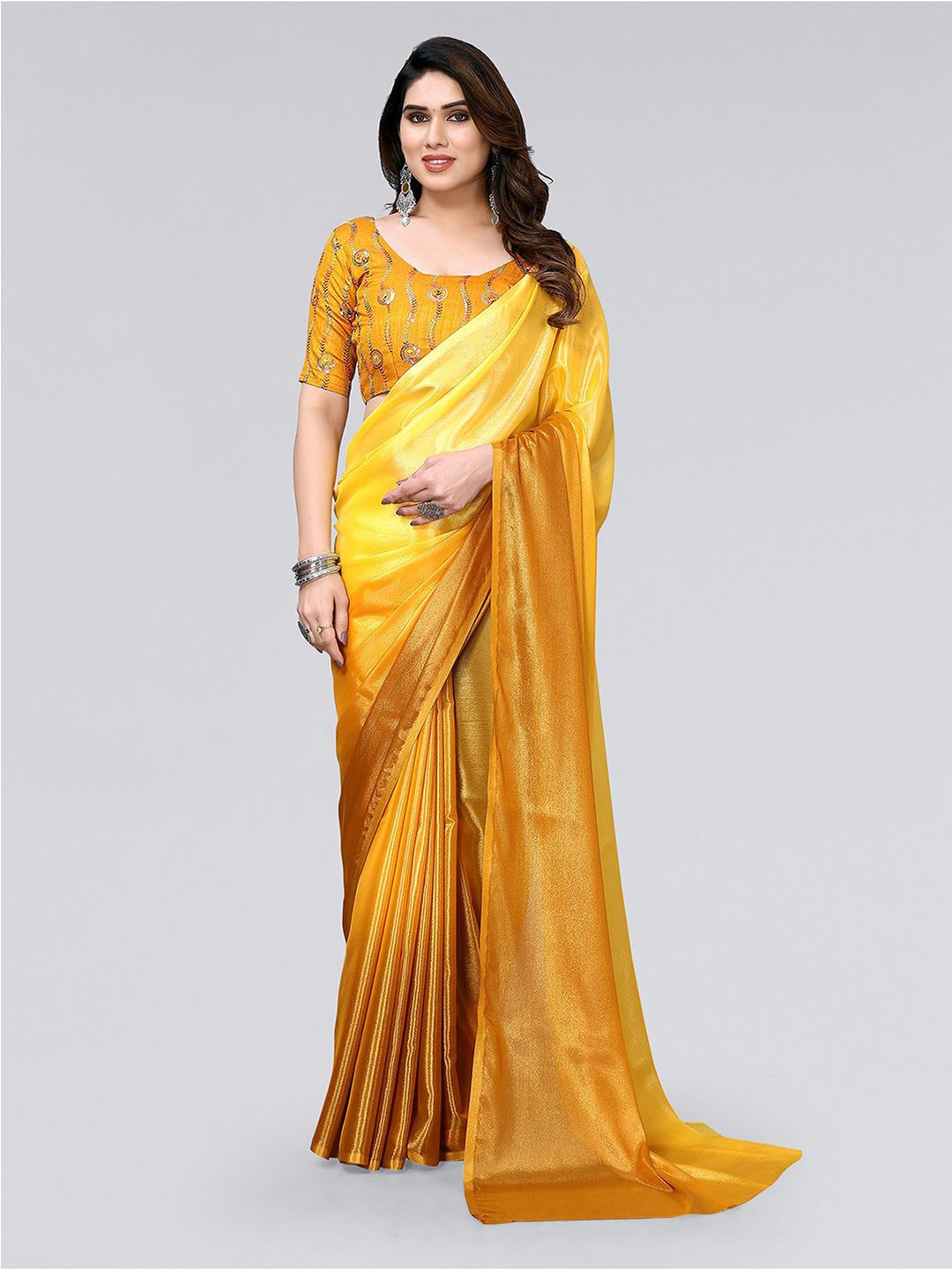 

SIRIL Dyed Ombre Saree, Yellow