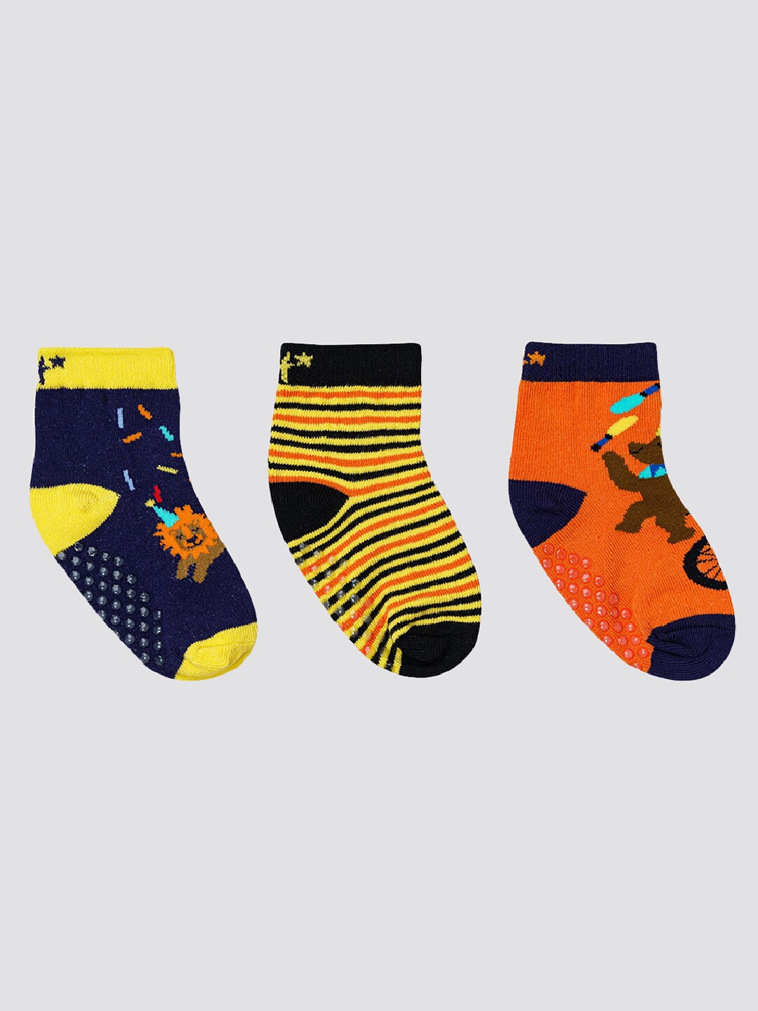 

H By Hamleys Infant Boys Pack Of 3 Patterned Calf-Length Socks, Navy blue