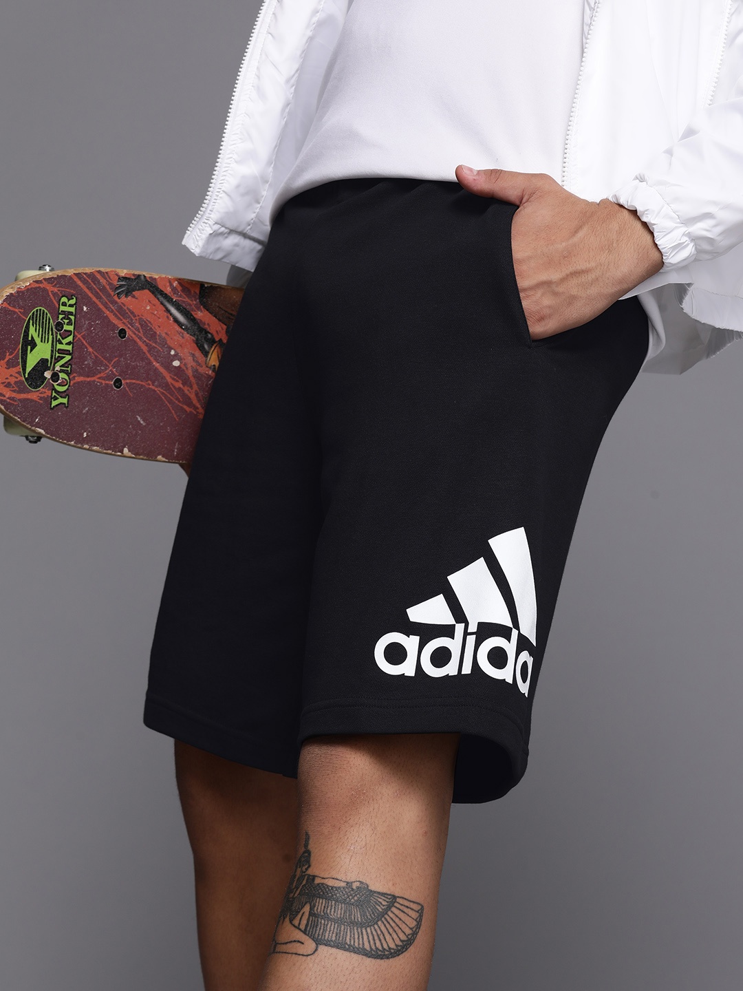 

ADIDAS Men Brand Logo Detail MH BOS Shorts, Black