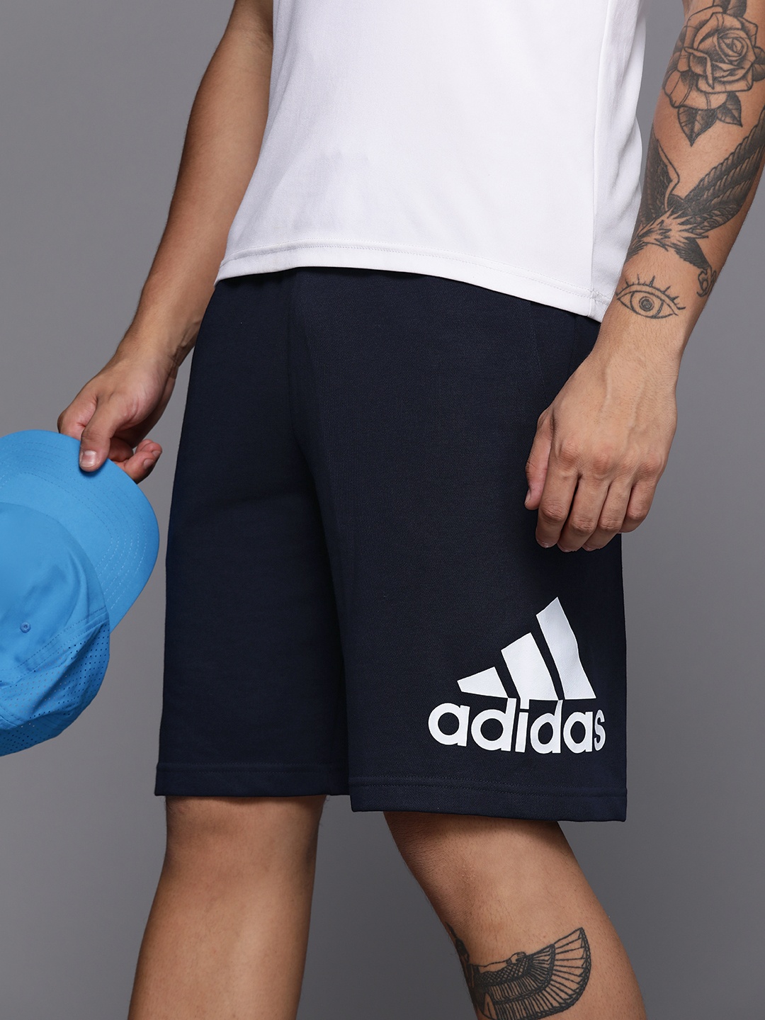 

ADIDAS Men Brand Logo Detail MH BOS Shorts, Navy blue