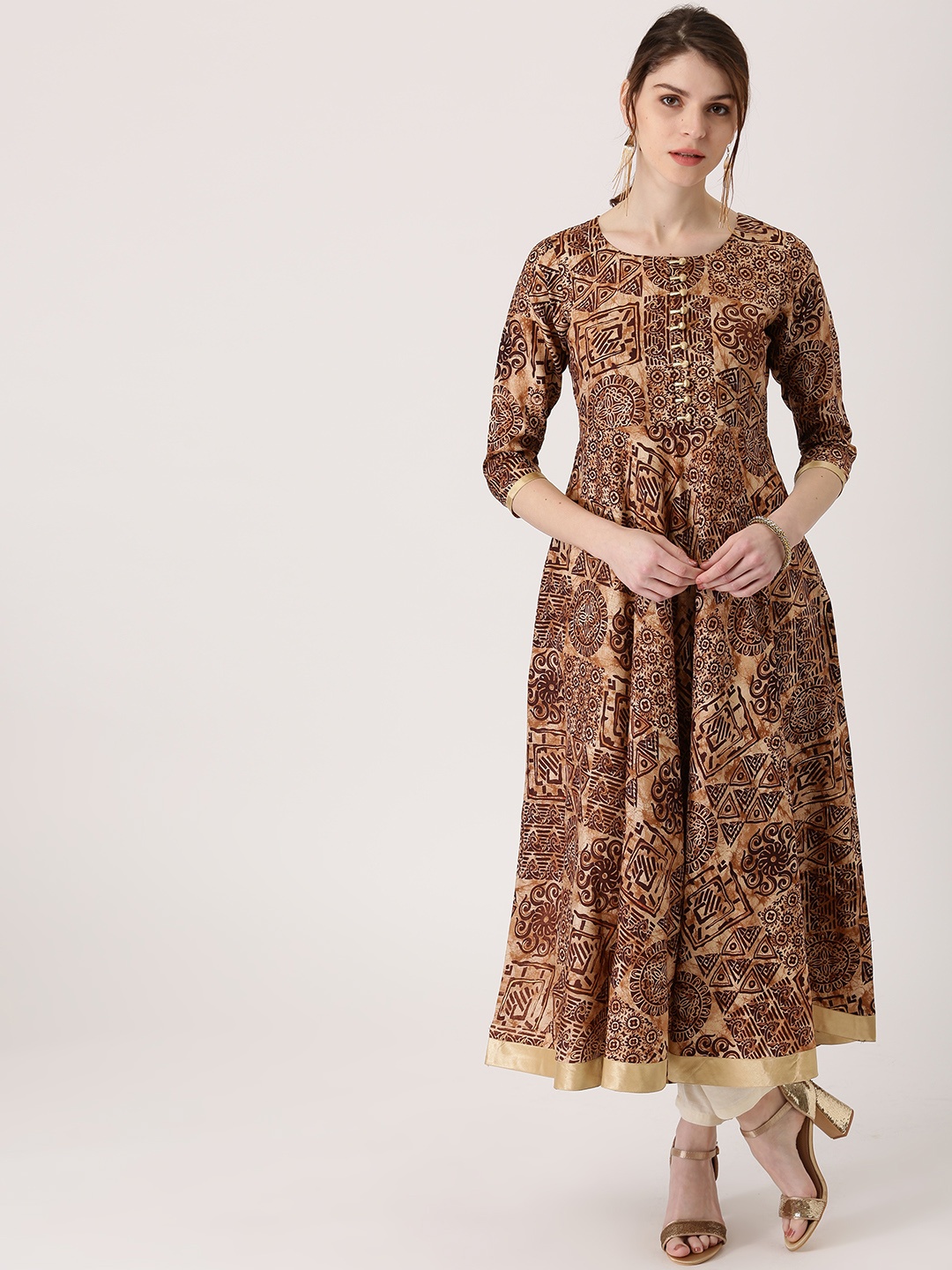 

Libas Women Brown & Beige Printed Anarkali Kurta