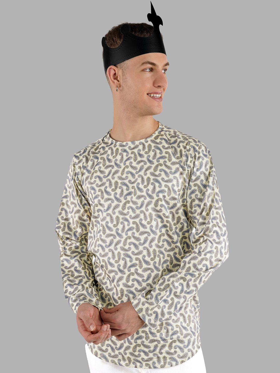 

FRENCH CROWN Standard Opaque Printed Casual Shirt, Brown