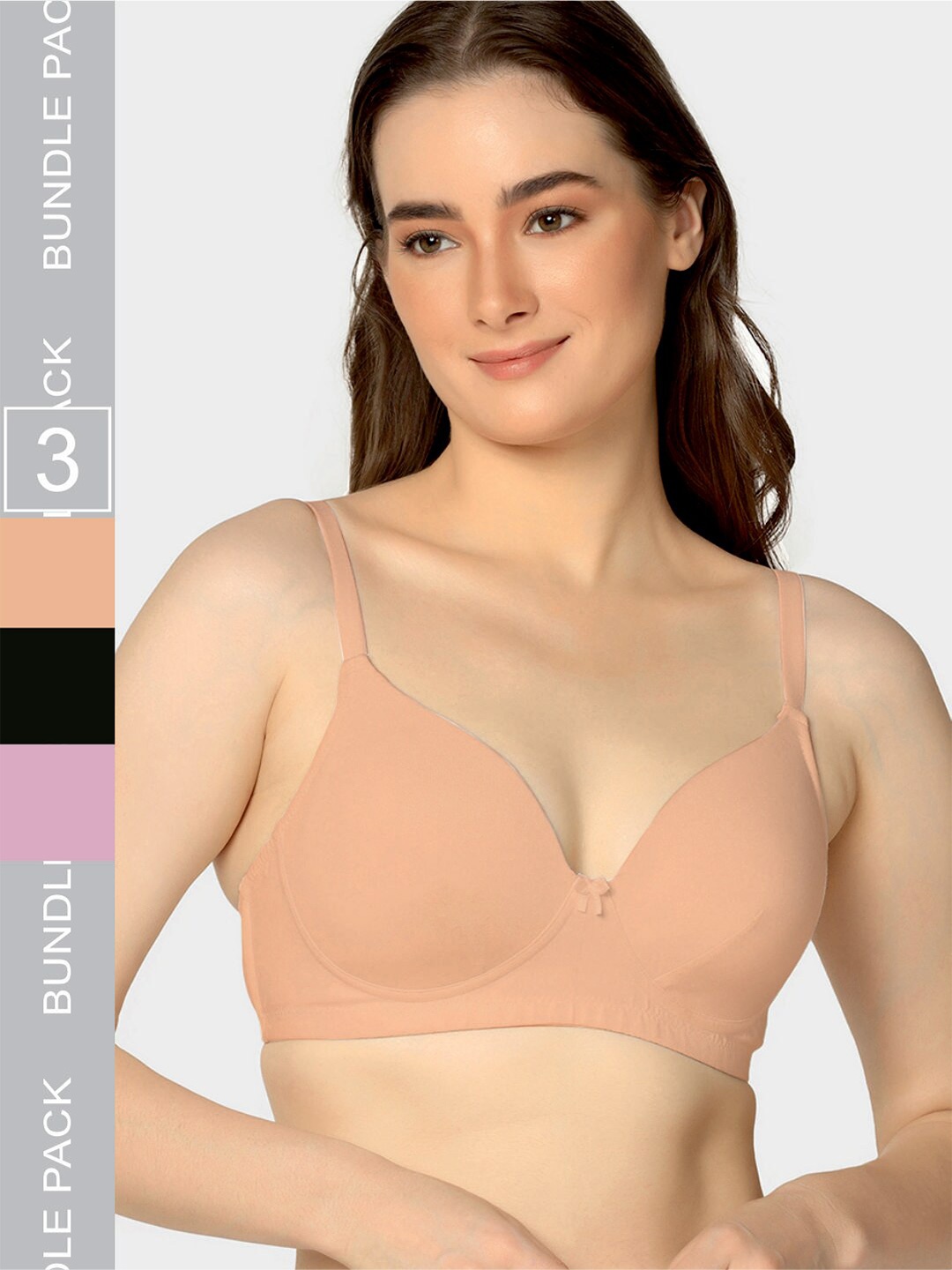 

Da Intimo Pack Of 3 Lightly Padded T-Shirt Bra With All Day Comfort, Mauve