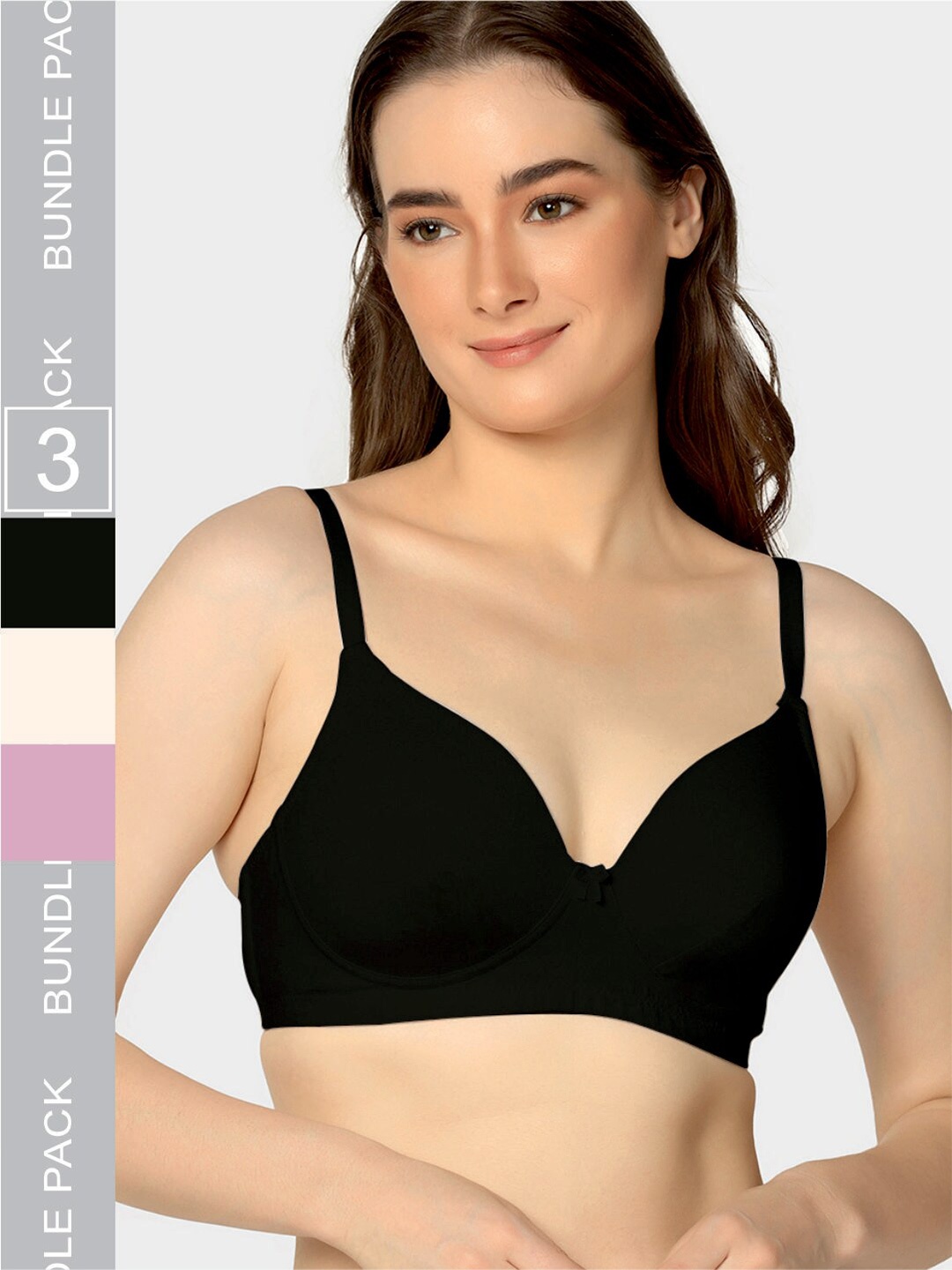 

Da Intimo Black & White Bra Pack Of 3 Lightly Padded T-Shirt Bra With All Day Comfort