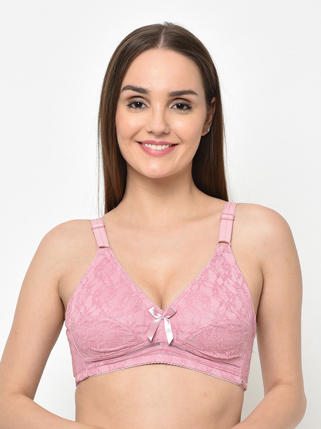 

Da Intimo Pink Lightly Padded Medium Coverage Everyday Bra With All Day Comfort