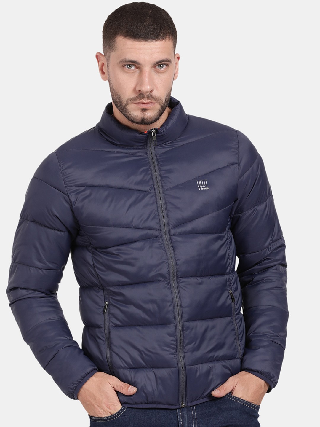 

t-base Windcheater Mock Collar Puffer Jacket, Navy blue