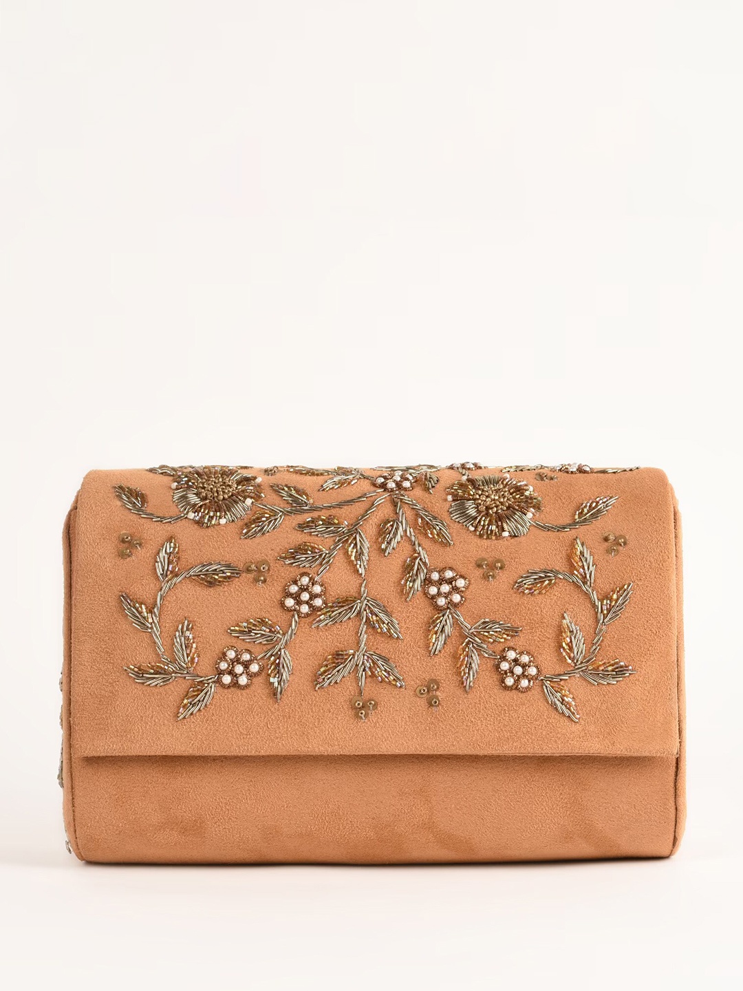 

KALKI Fashion Embellished Purse Clutch, Beige