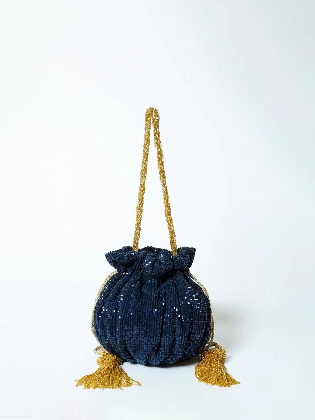 

KALKI Fashion Embellished Sequinned Potli Clutch, Blue