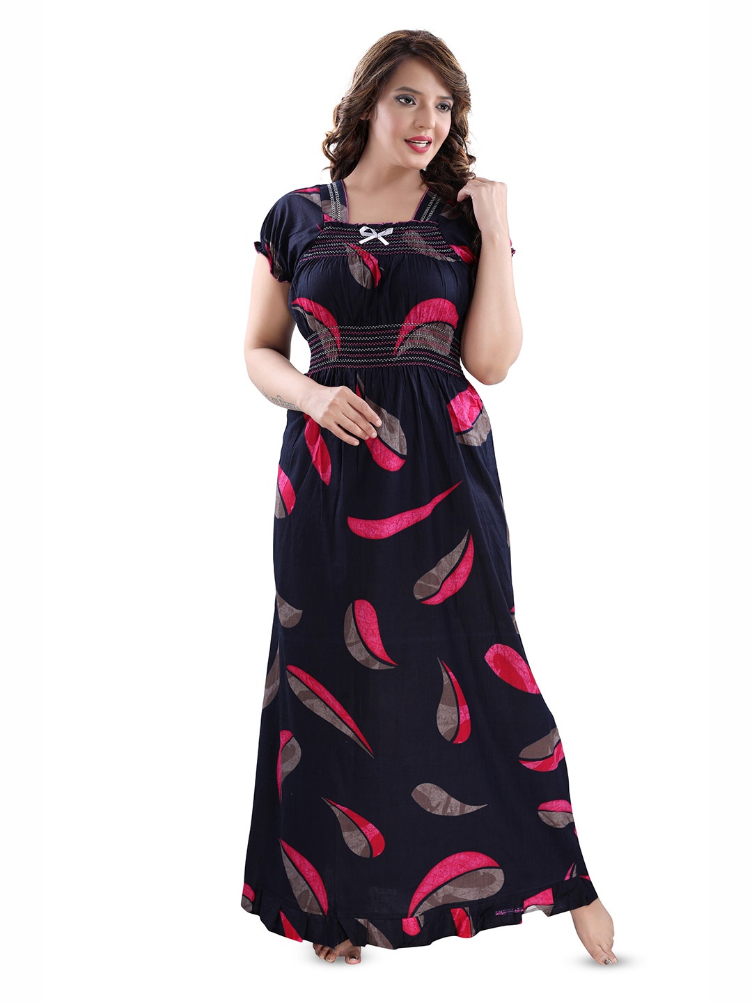 

Inner Beats Abstract Printed Maxi Nightdress, Navy blue