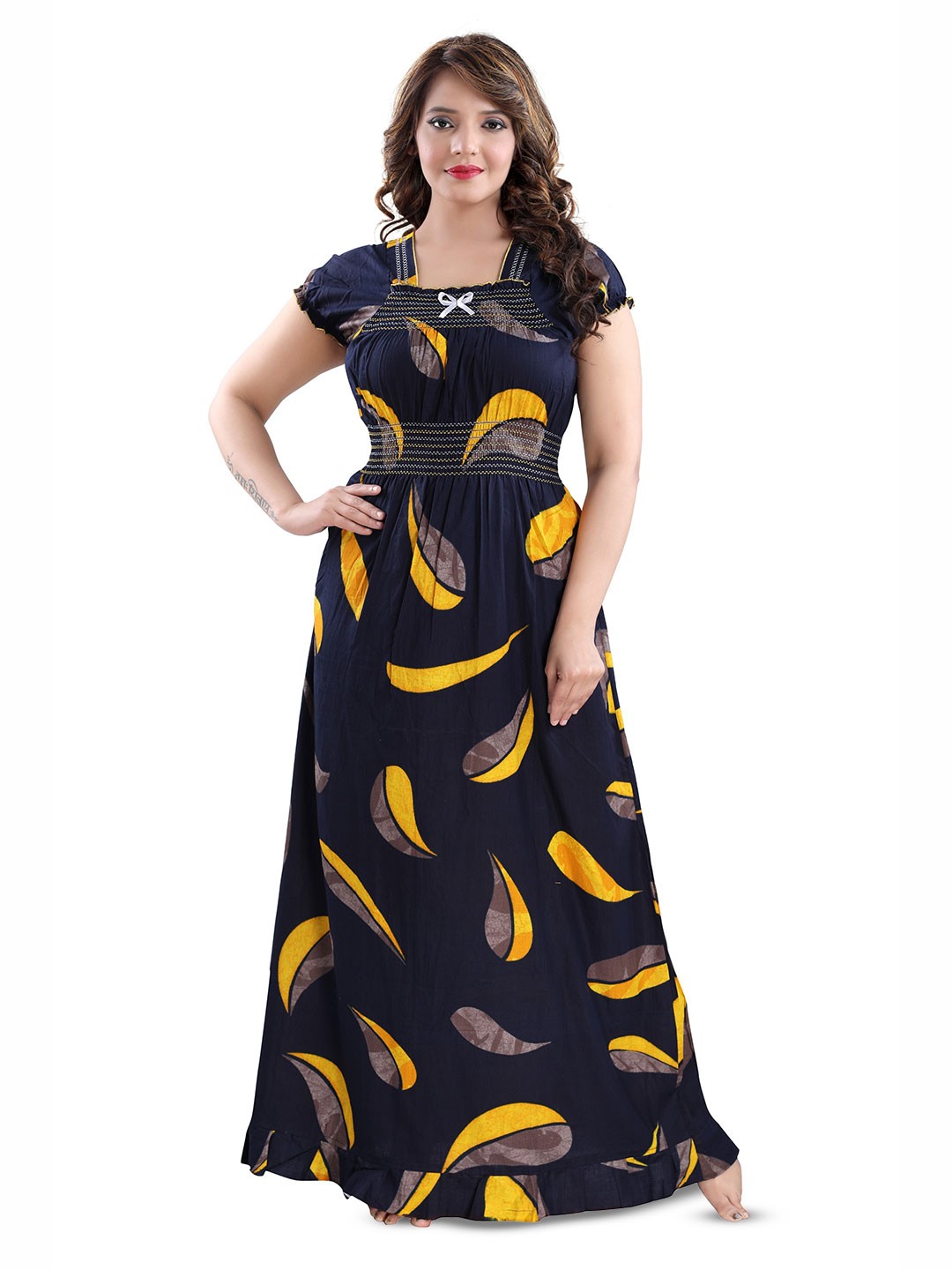 

Inner Beats Printed Maxi Nightdress, Navy blue