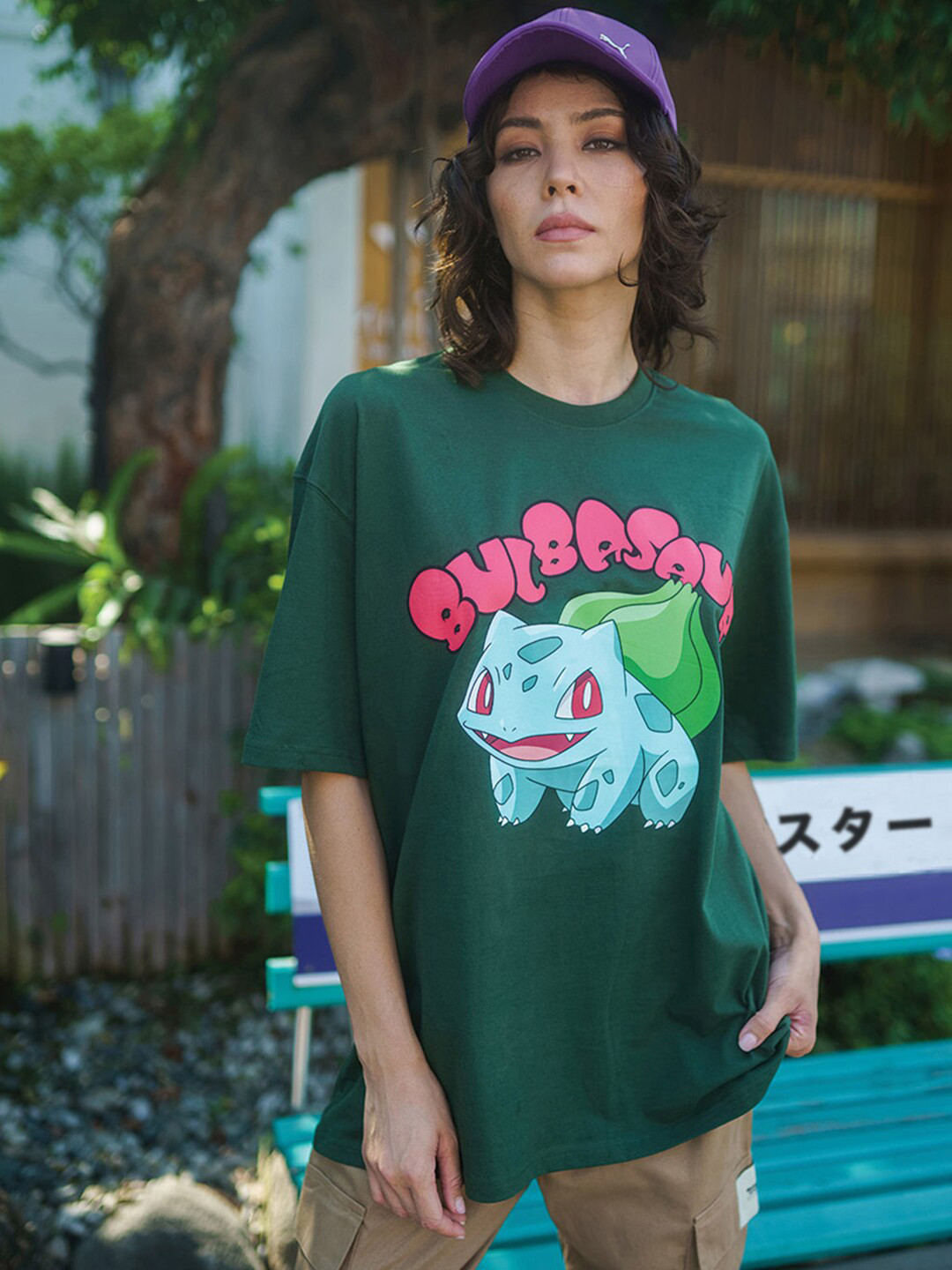 

Bonkers Corner Pokemon Printed Drop-Shoulder Cotton Relaxed Fit T-shirt, Green