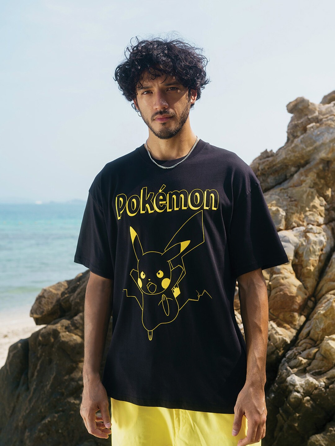 

Bonkers Corner Black Humour and Comic Pokemon Printed Cotton T-shirt