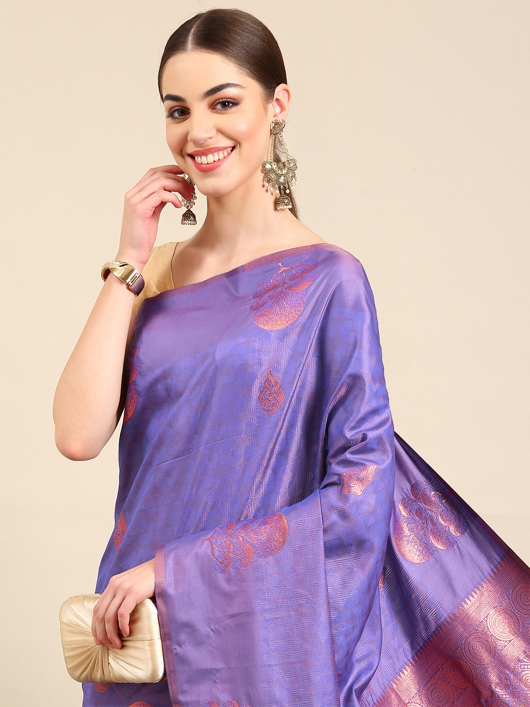 

Kalyan Silks Ethnic Motifs Zari Pure Silk Saree, Blue