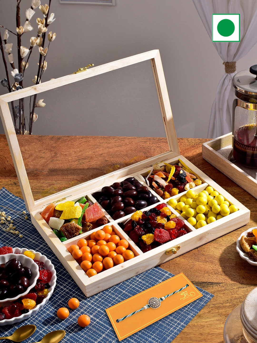 

RawFruit Nut Assortment Hamper with Rakhi, Blue