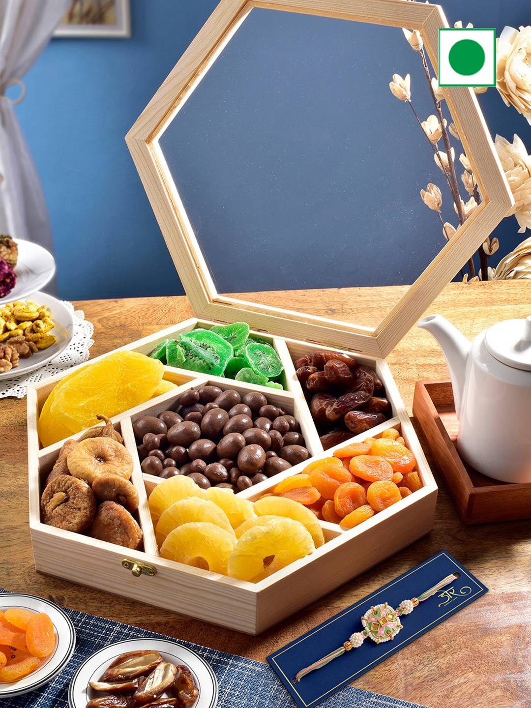 

RawFruit Chocolate Nut Hamper with Rakhi, Cream