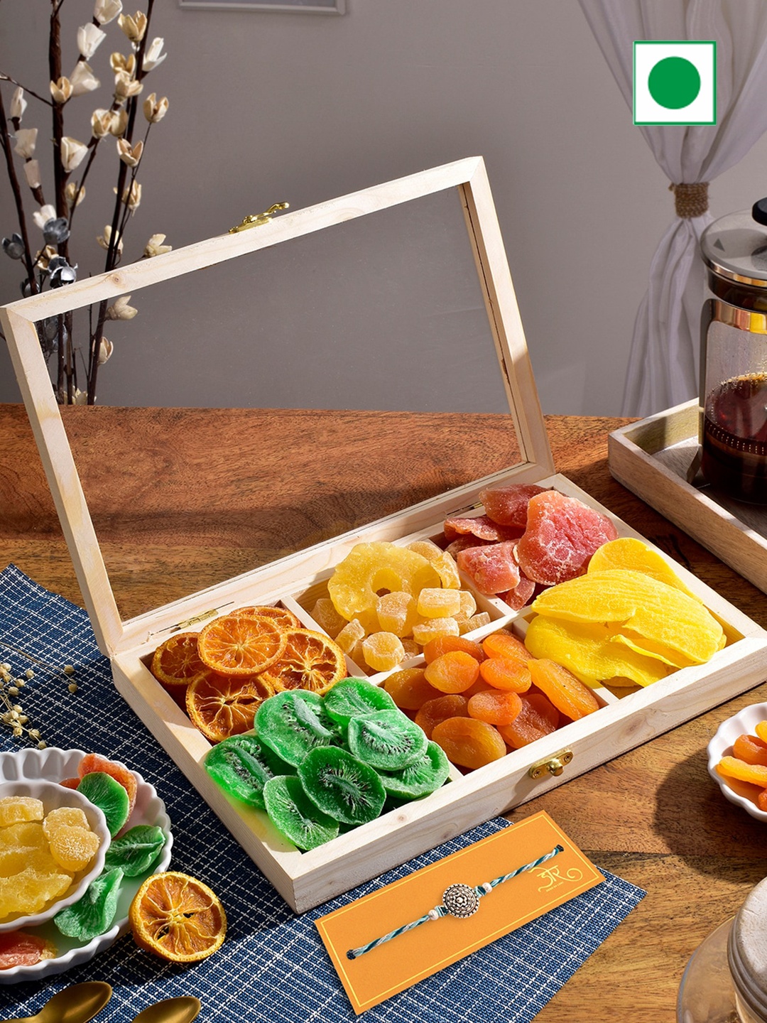 

RawFruit Tropical Orchard Hamper With Rakhi, Cream