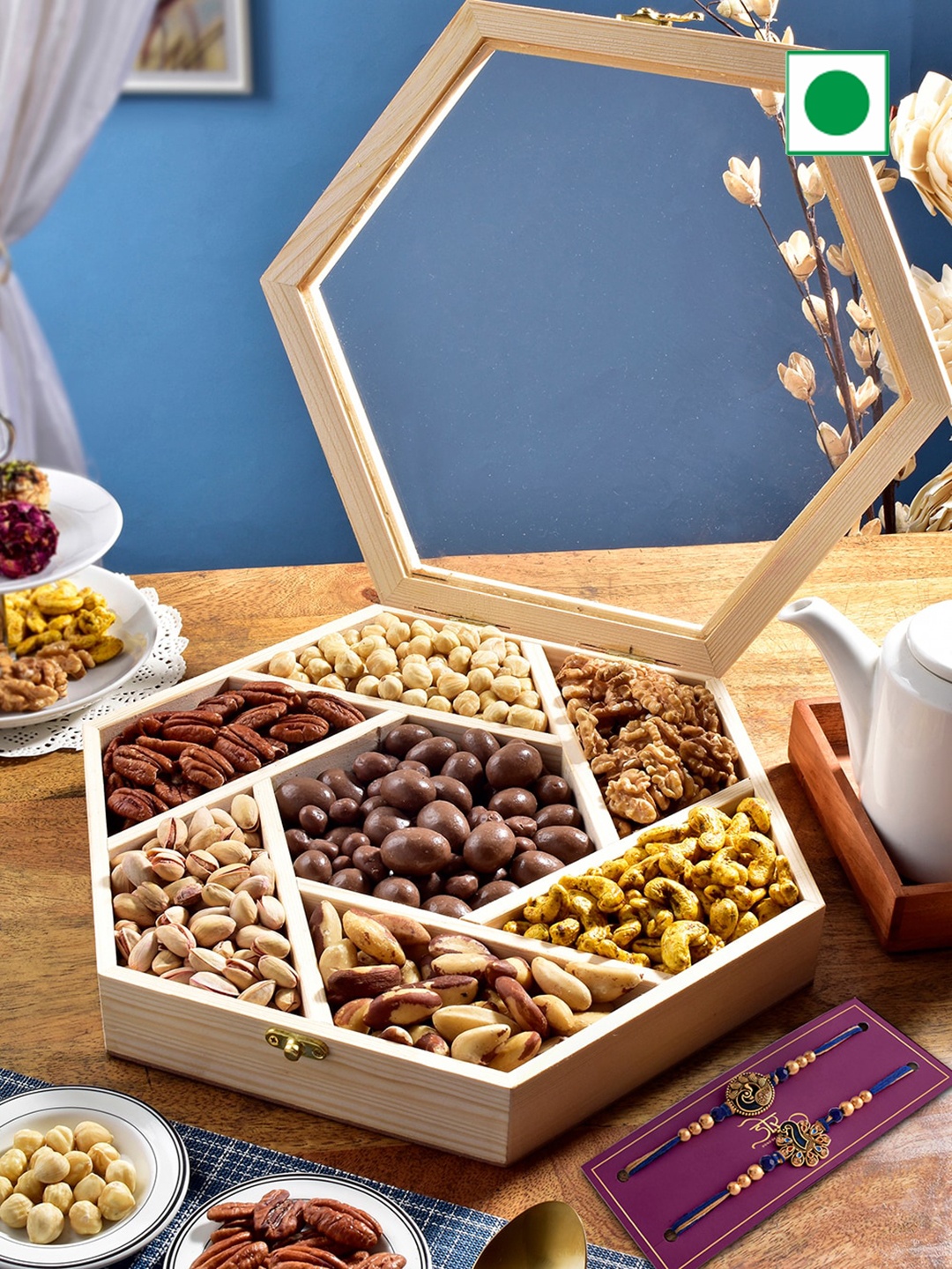 

RawFruit Dryfruits With 2 Rakhis, Blue