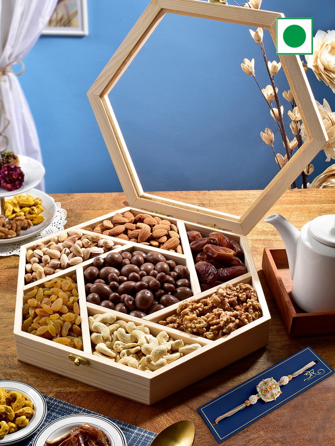 

RawFruit Chocolate And Dryfruit With Rakhi, Cream
