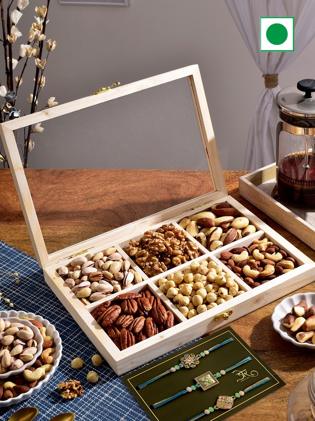 

RawFruit Dryfruits with 3 Rakhis, Cream