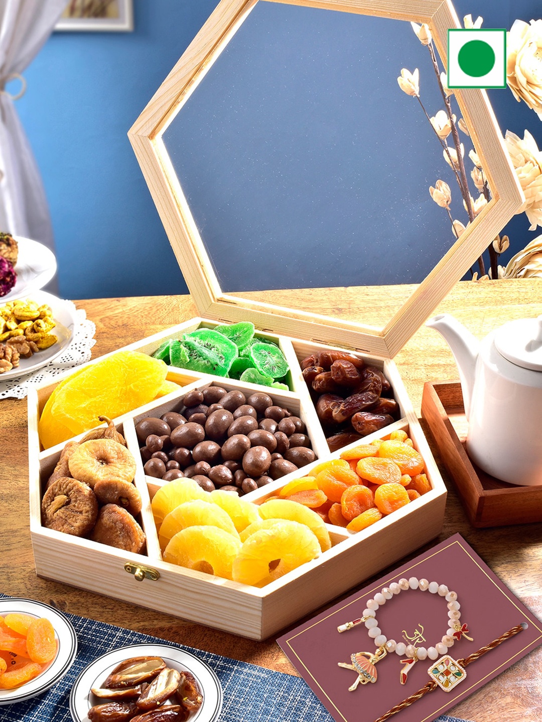 

RawFruit Chocolate And Dryfruit With 2 Rakhi, Cream