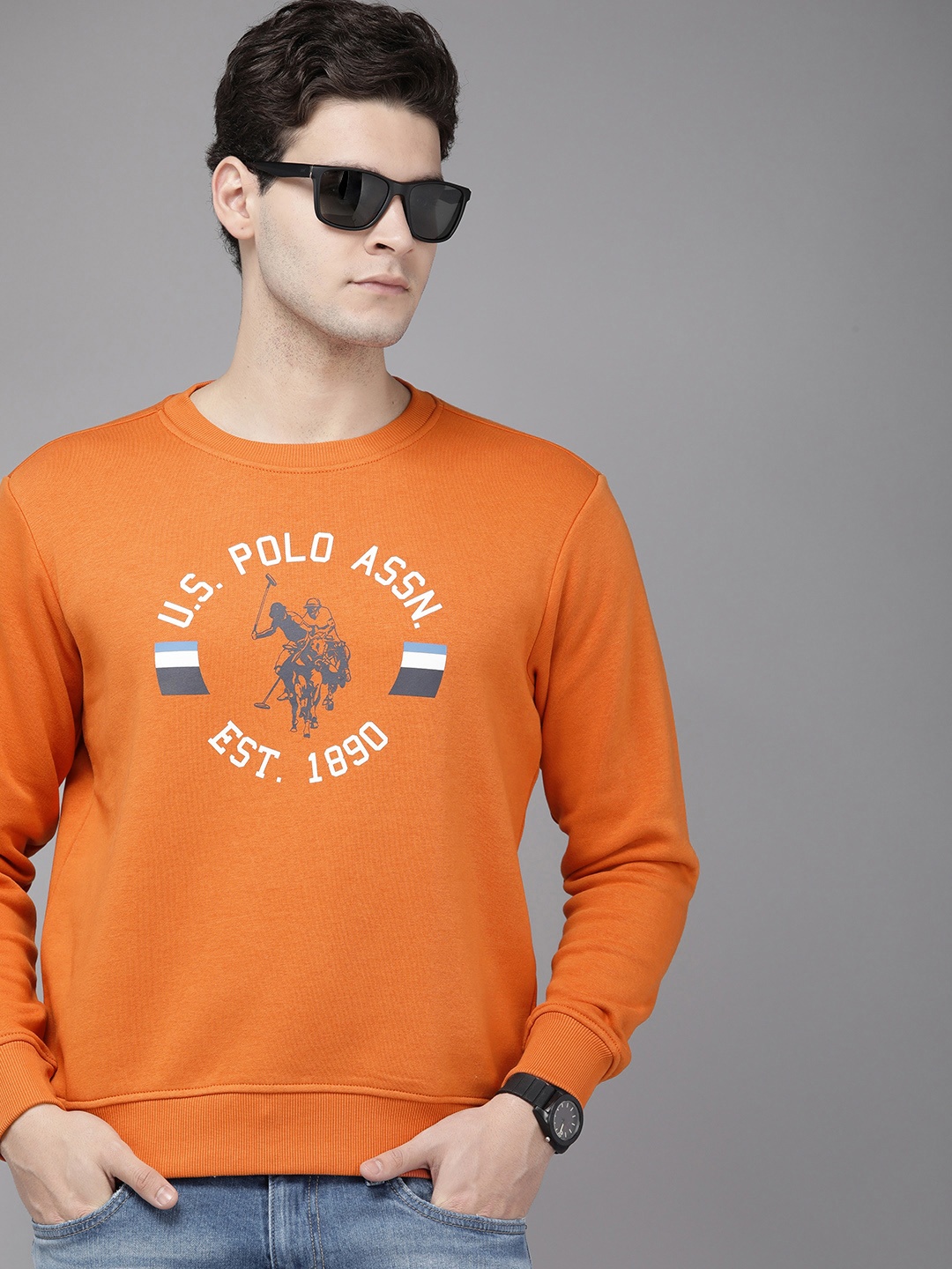 

U.S. Polo Assn. Brand Logo Printed Sweatshirt, Rust